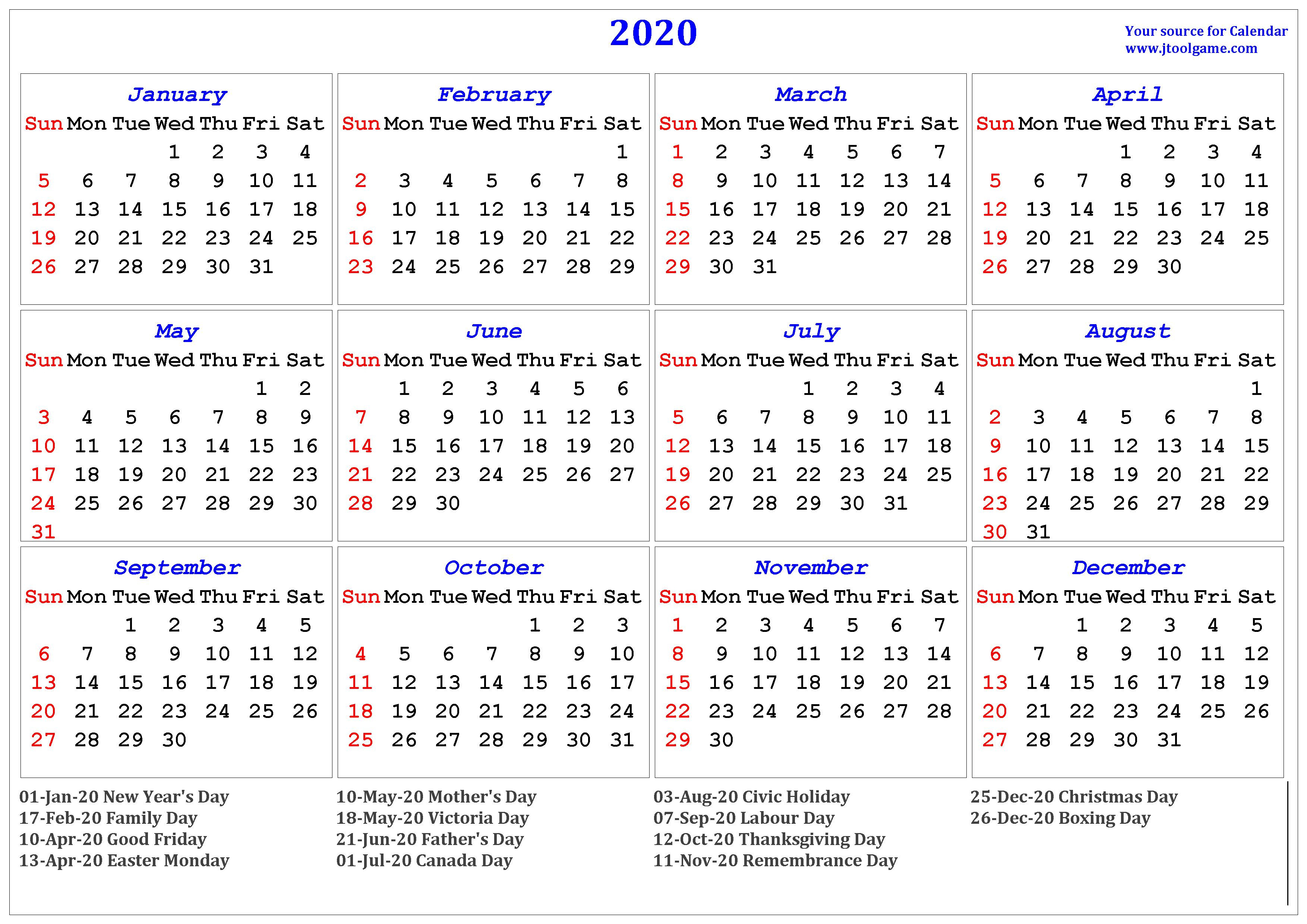 Calendar Canada 2020 - Wpa.wpart.co