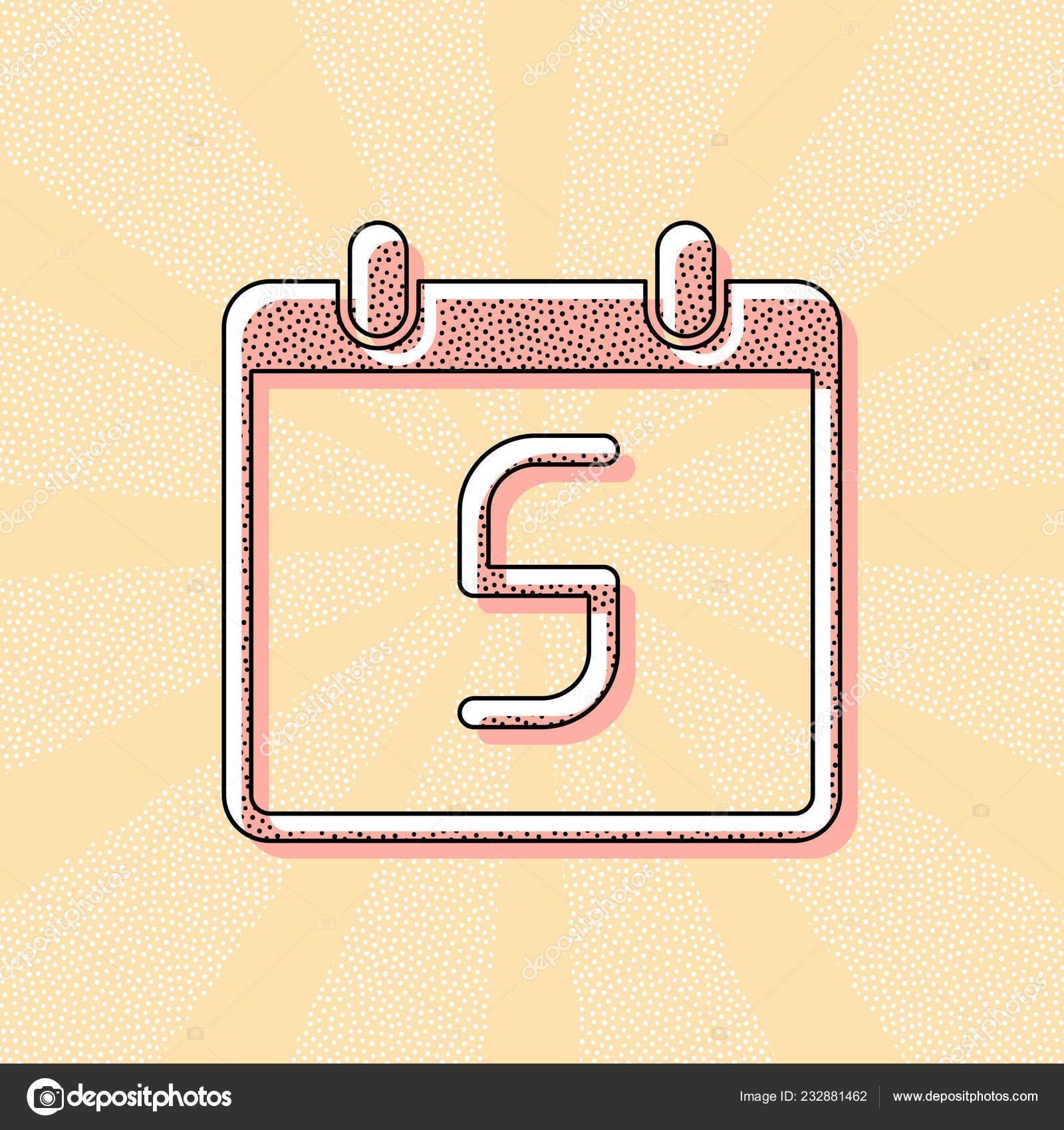 Calendar Day Simple Icon Vintage Retro Typography Offset