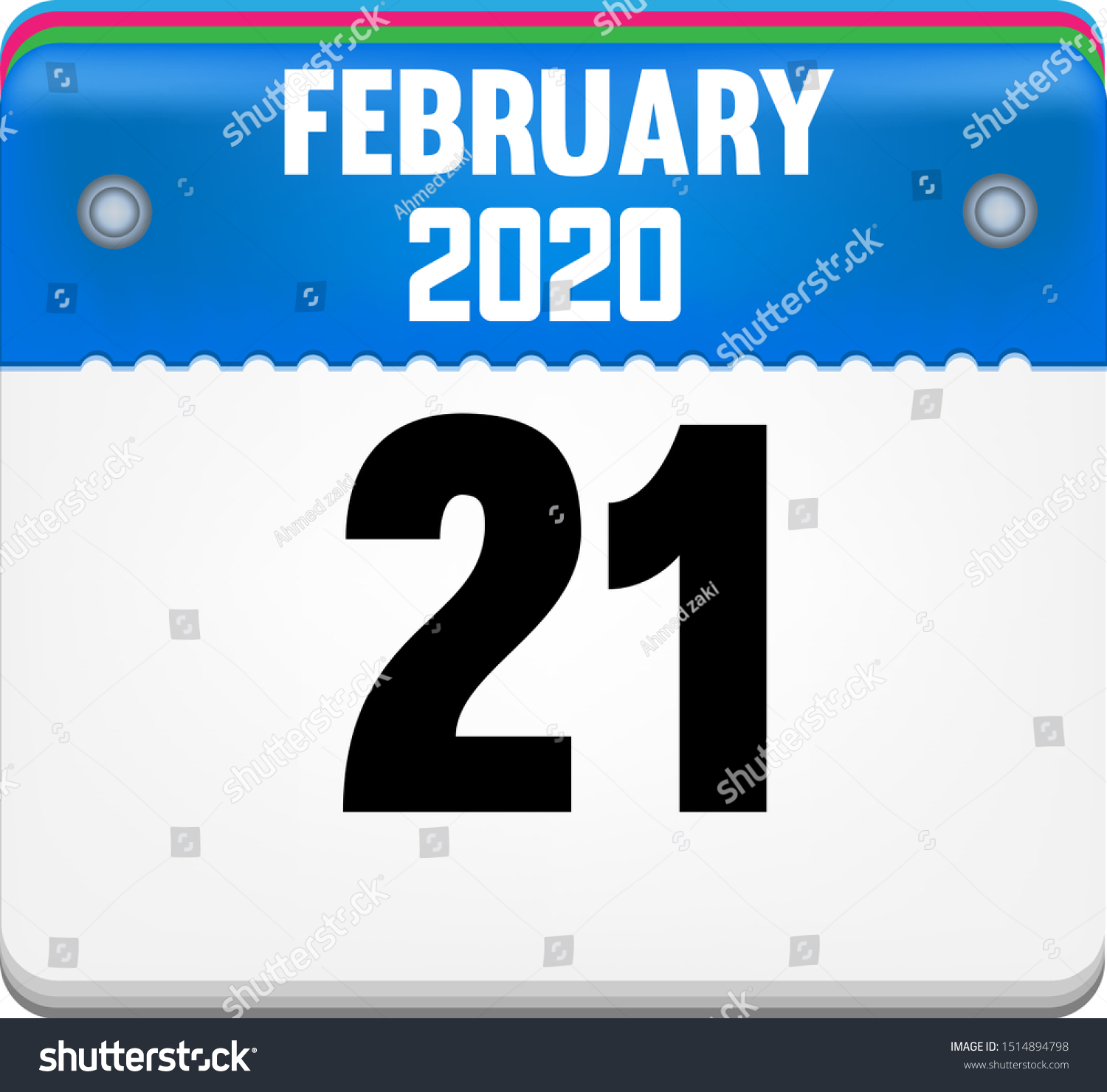 Calendar February 21 Year 2020 Vector Stock Vector (Royalty