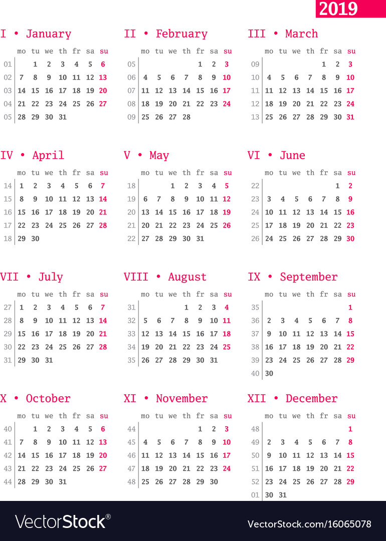 calendar 2015 with week number