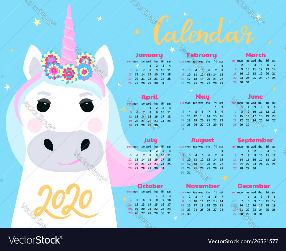 Calendar For 2020 From Sunday To Saturday Cute