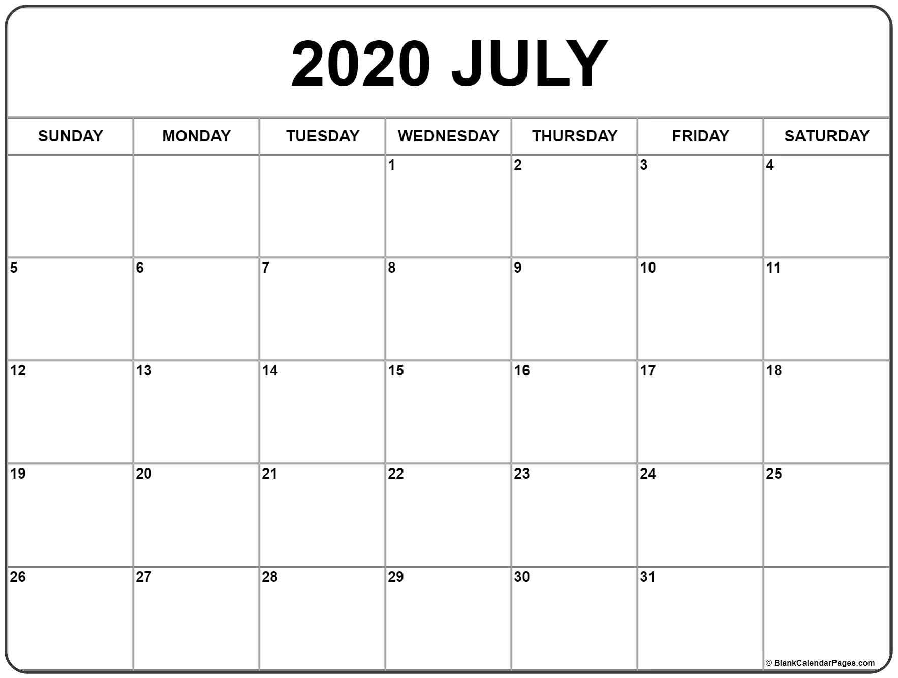 Calendar For 2020 July - Wpa.wpart.co