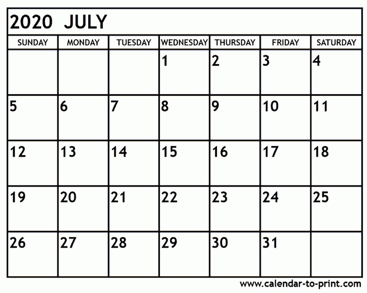 Calendar For 2020 July - Wpa.wpart.co