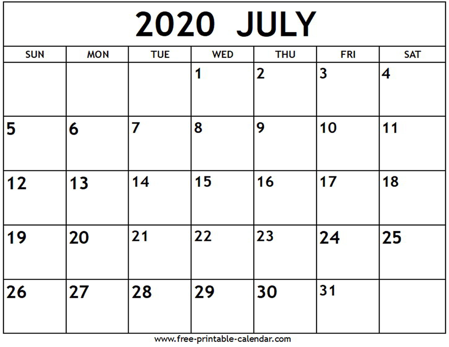 Calendar For 2020 July - Wpa.wpart.co