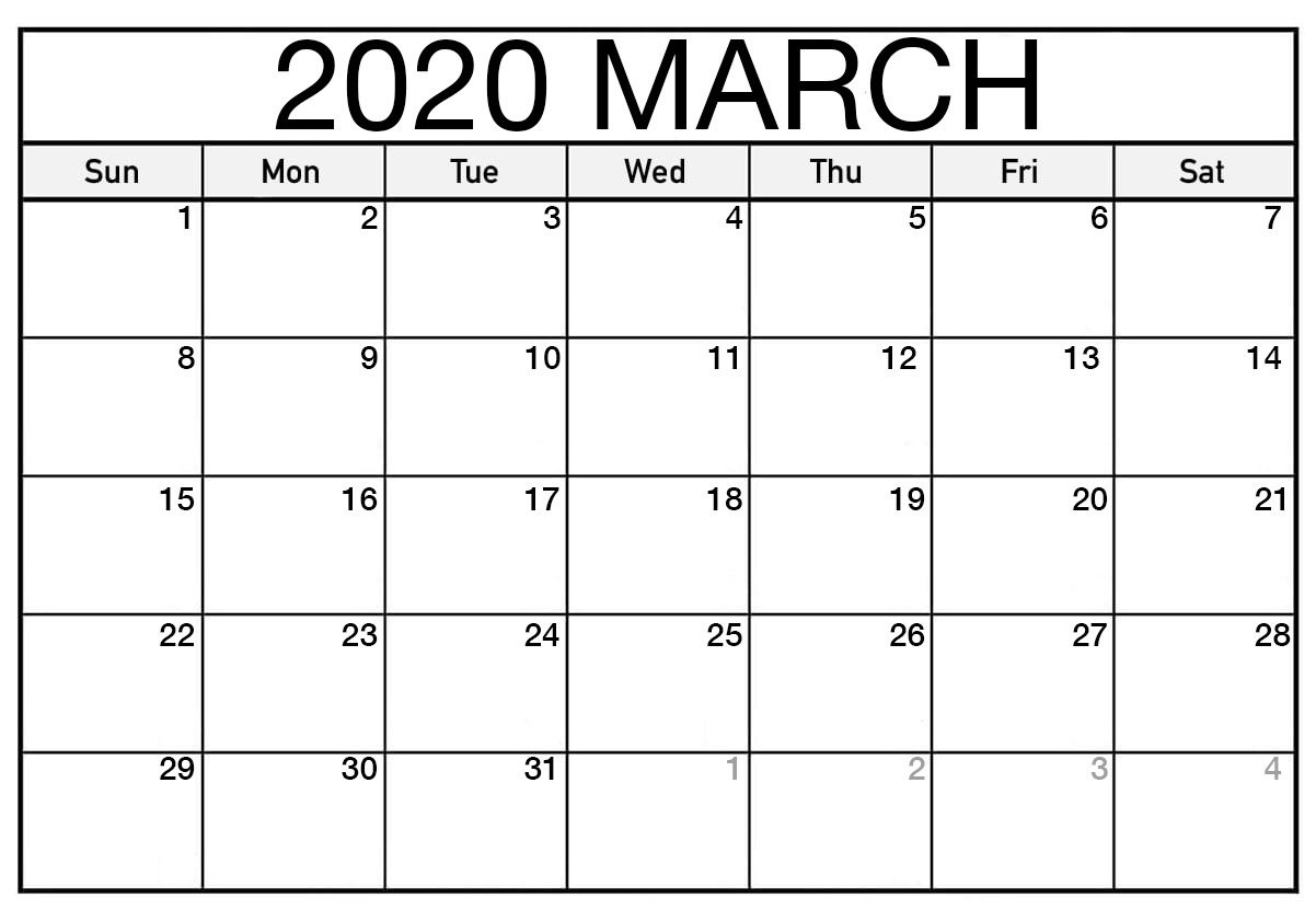 Calendar For March 2020 Printable Template - 2019 Calendars