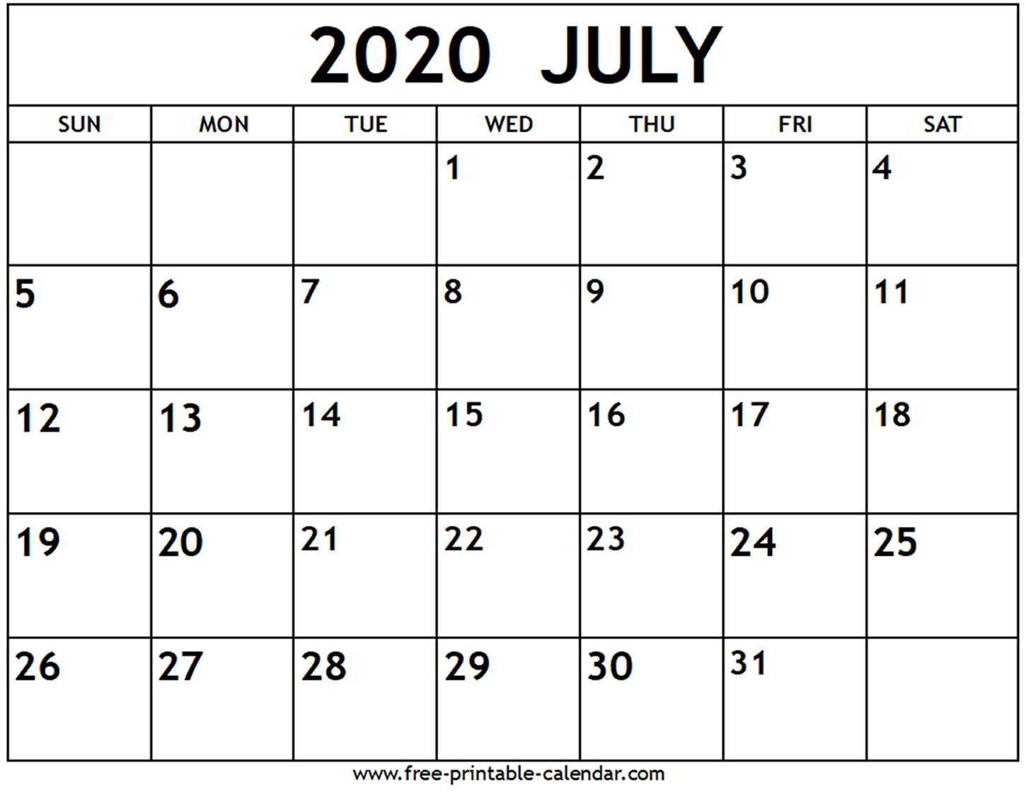 Calendar July 2020 - Wpa.wpart.co
