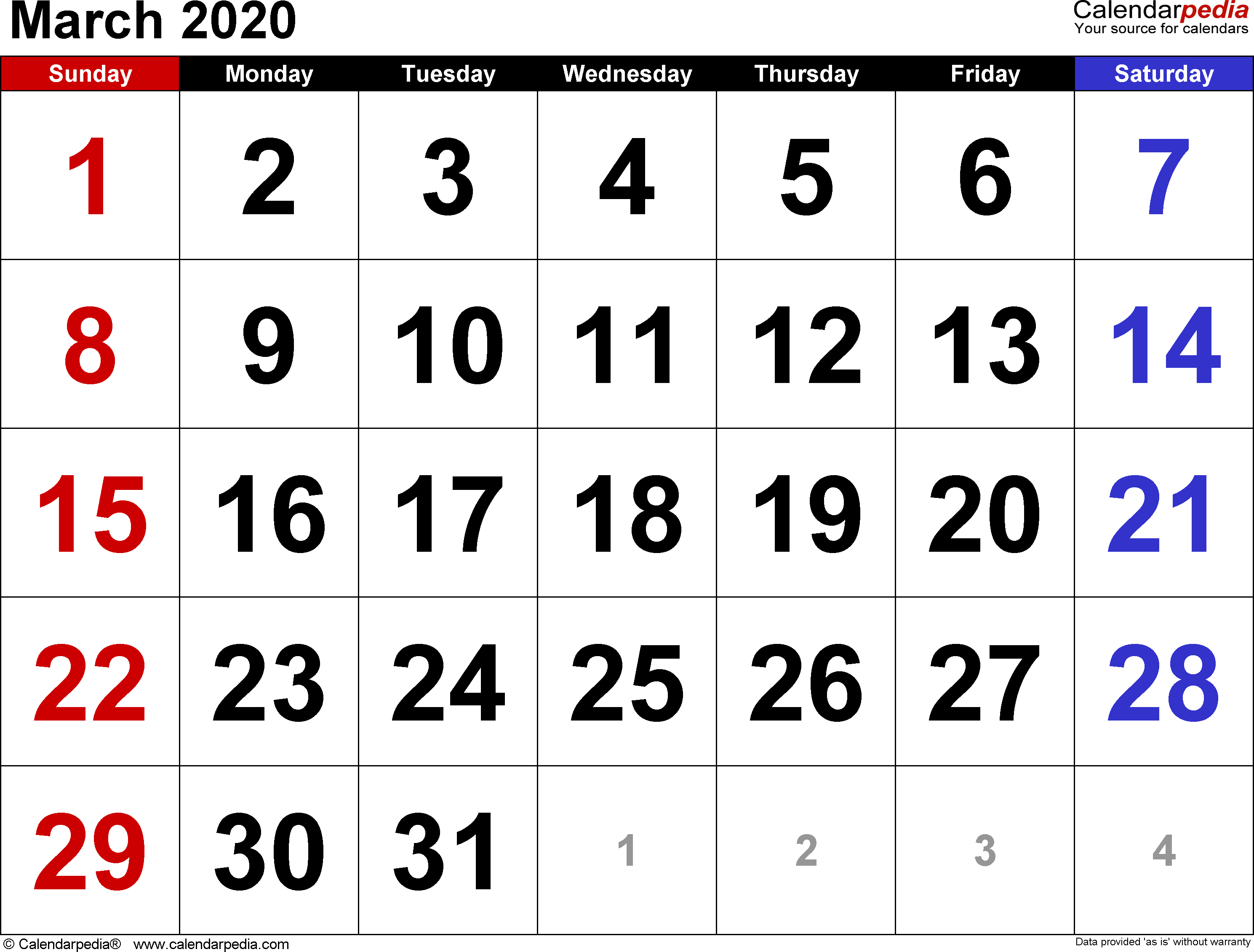 Calendar Month March 2020 - Wpa.wpart.co