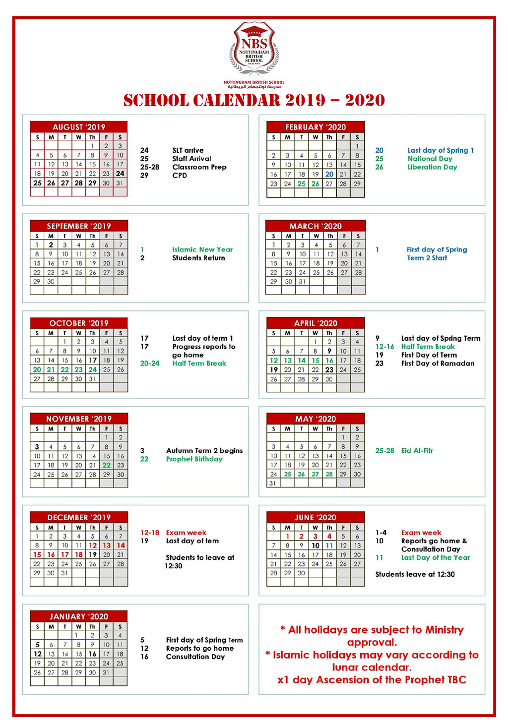 Calendar – Nbs