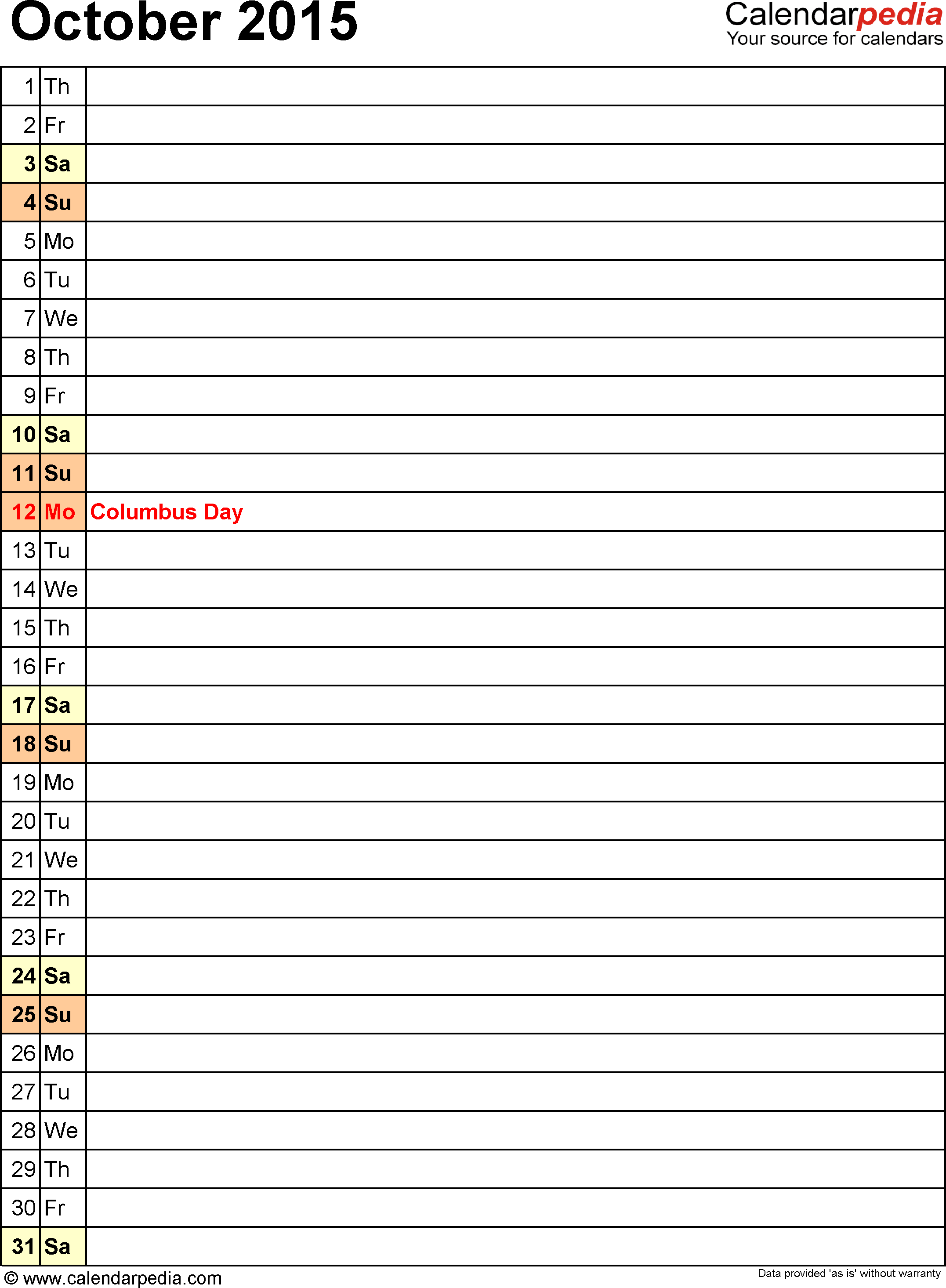 Calendar Template 2015 October - Wpa.wpart.co