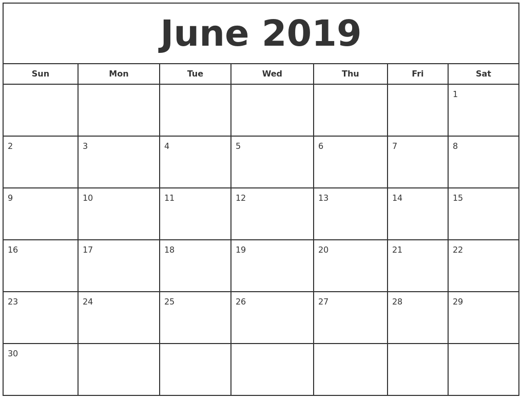 Calendar Template Calendarlabs 2019 • Printable Blank