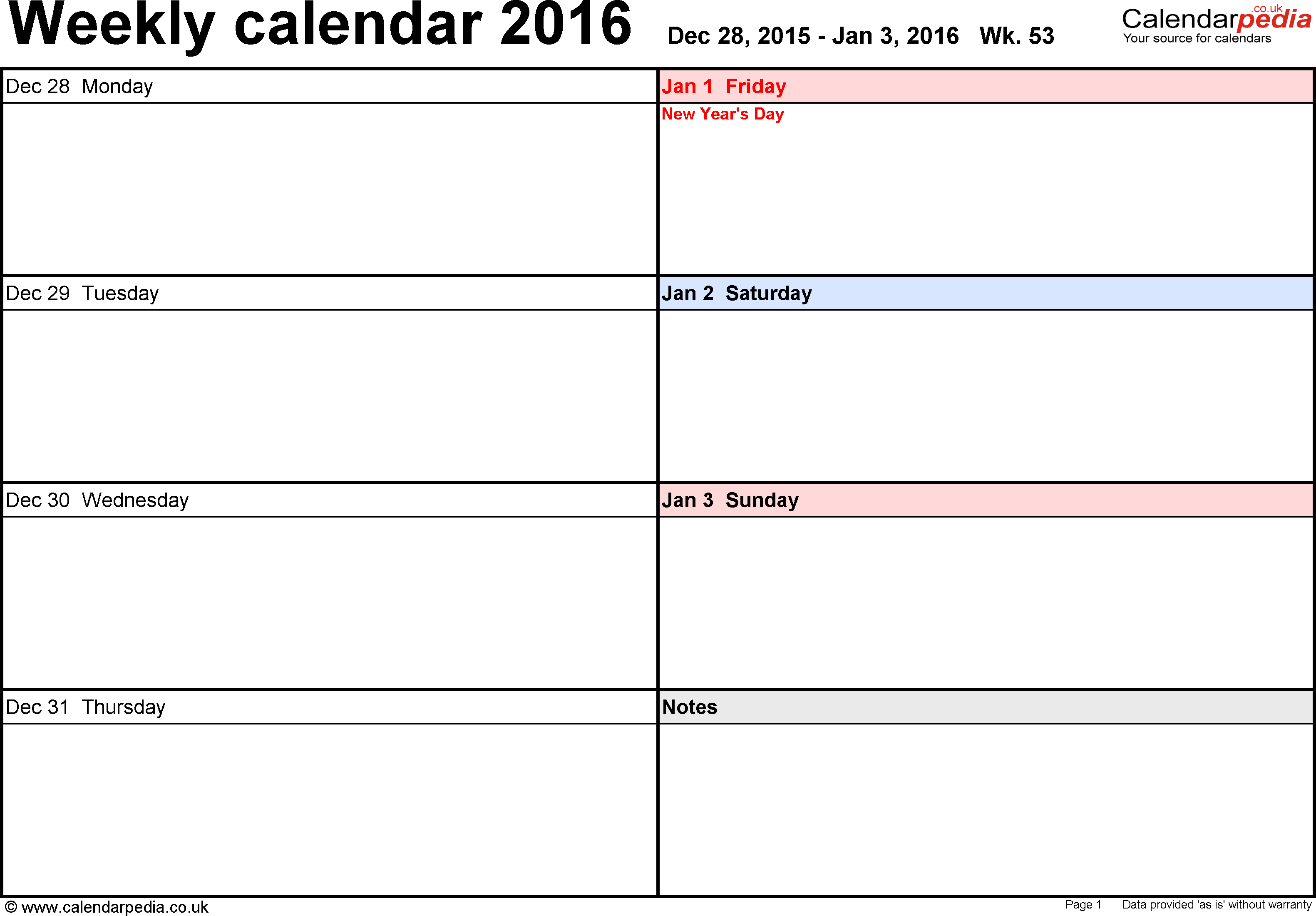 Excel Calendar Week 53 Calendar Printables Free Templates