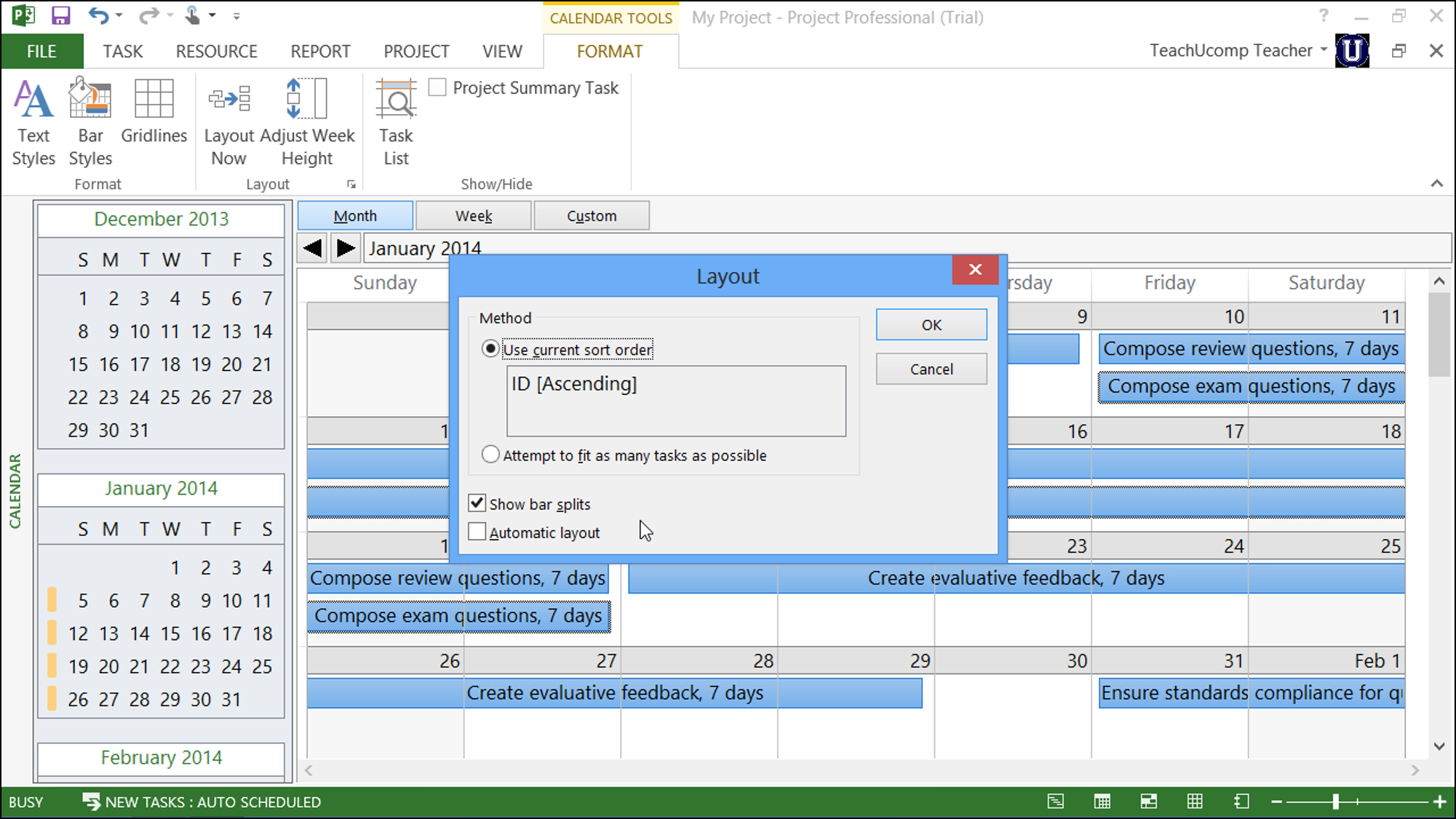 Calendar View In Microsoft Project - Tutorial