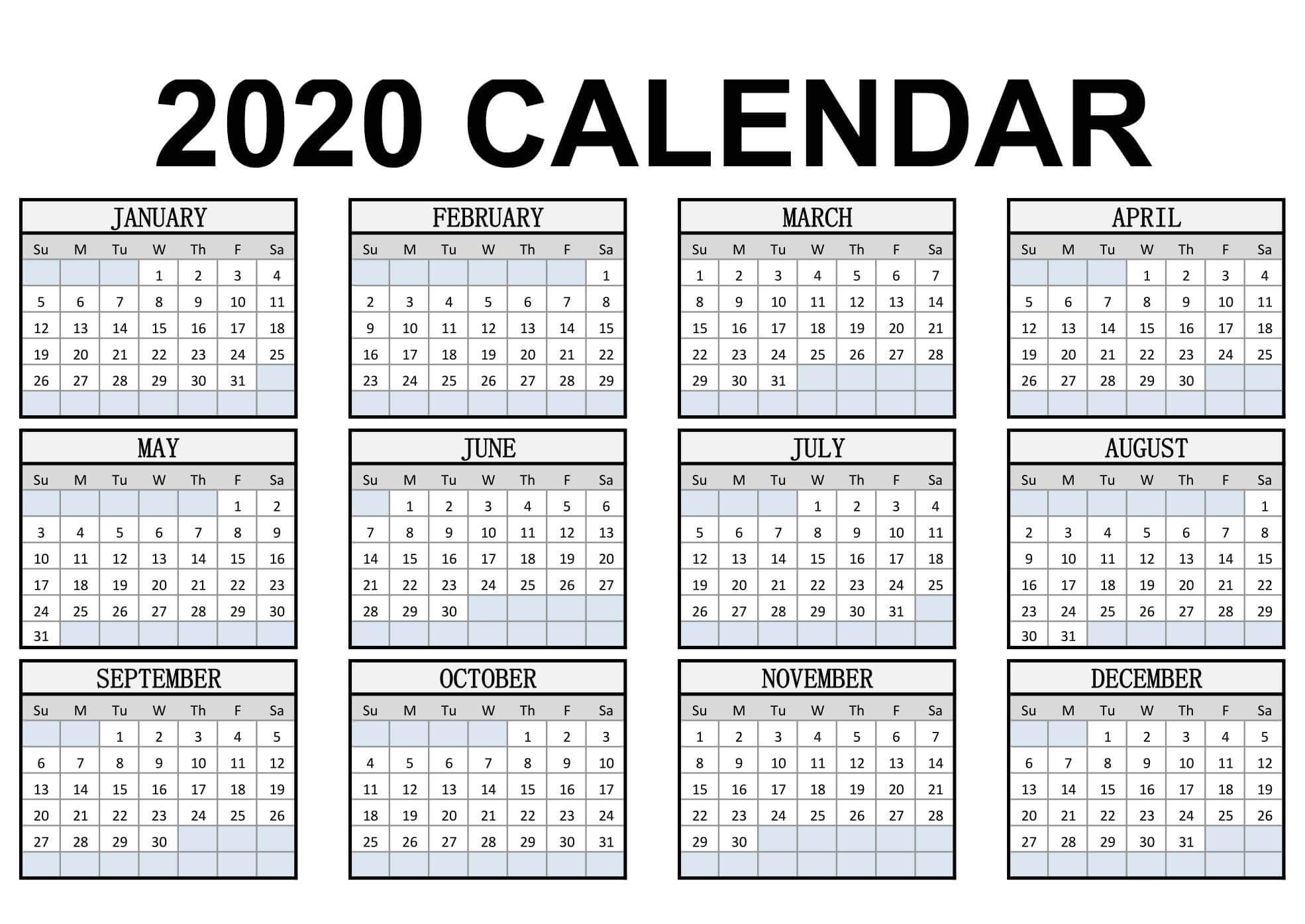 print yearly calendar 2020 free calendar printables free templates