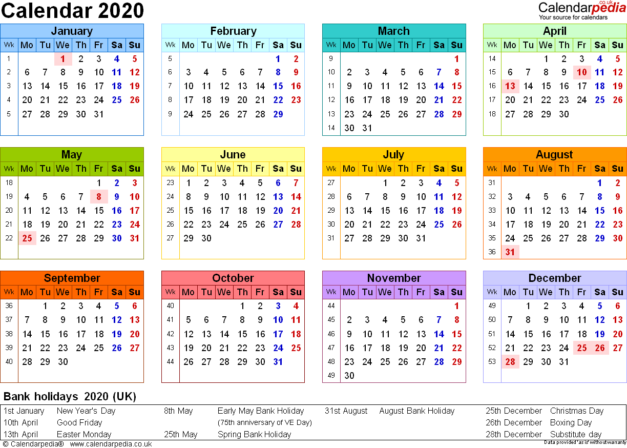 2020 Calendar 365 Uk Calendar Printables Free Templates