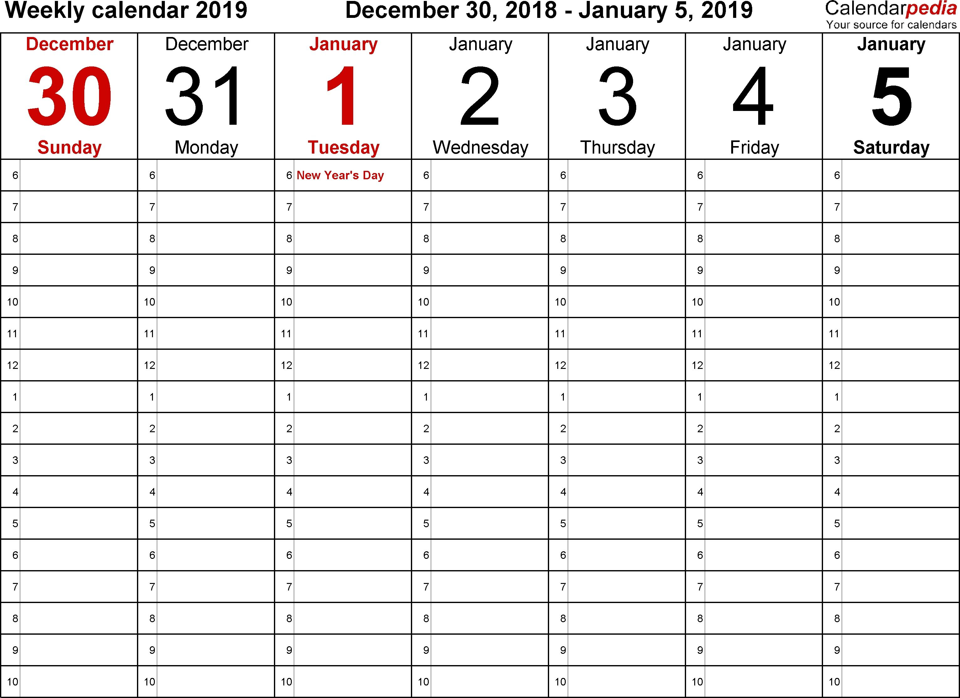 Fillable 1 Week Calendar Calendar Printables Free Templates
