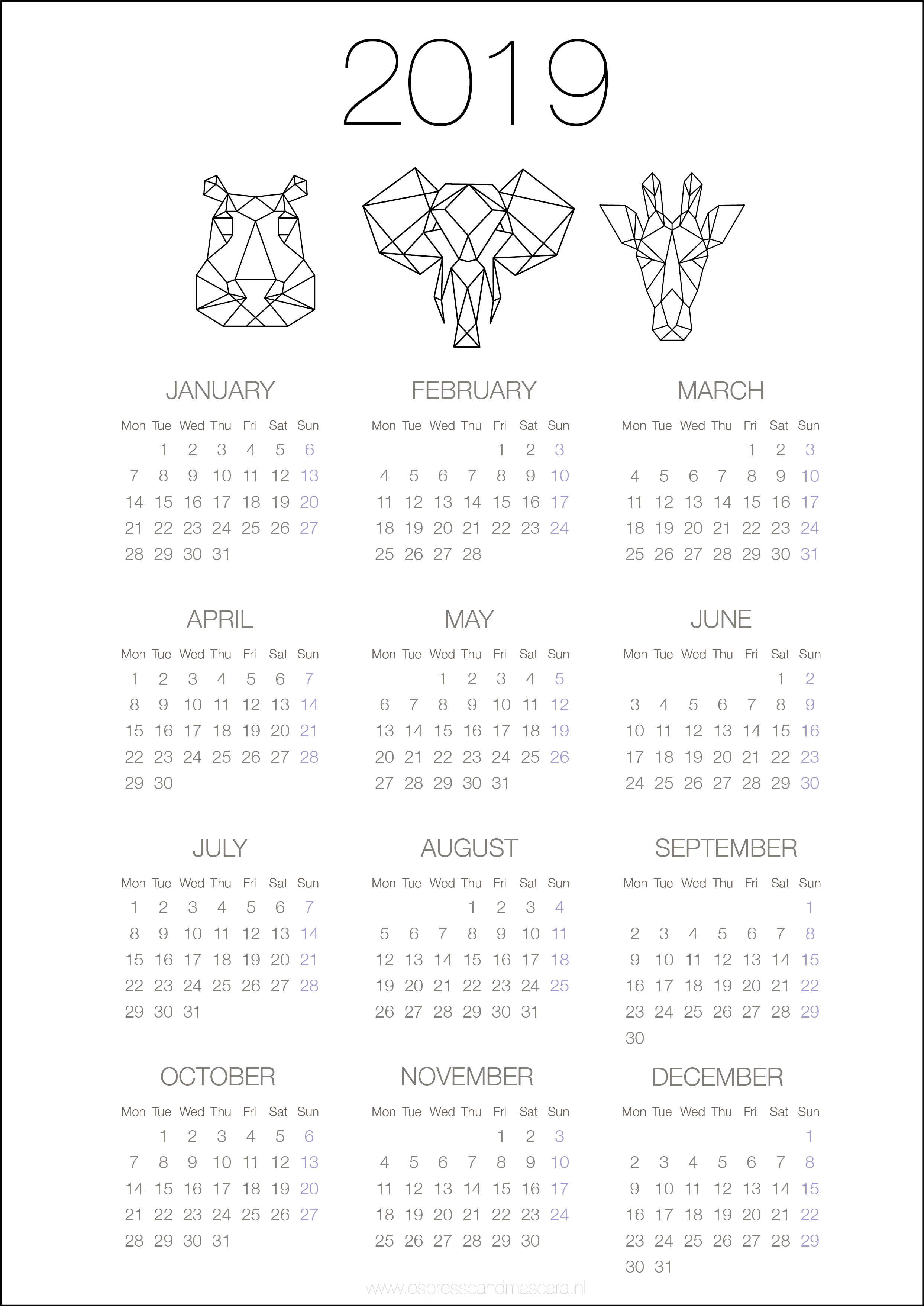 Calendars 2019 – Free Download | Календарь | Calendario Para