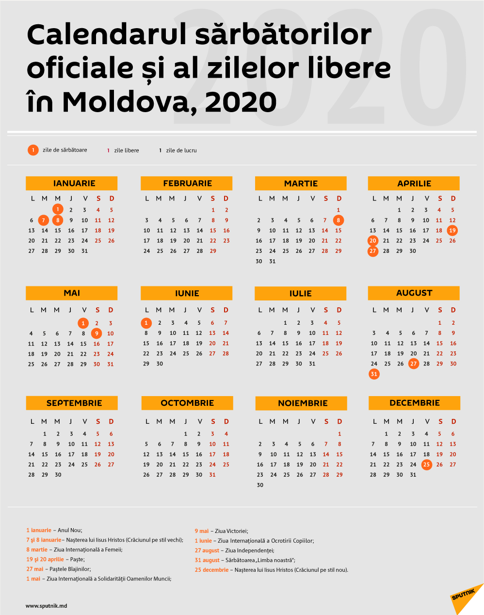 Calendar 2020 Romania Cu Sarbatori Legale