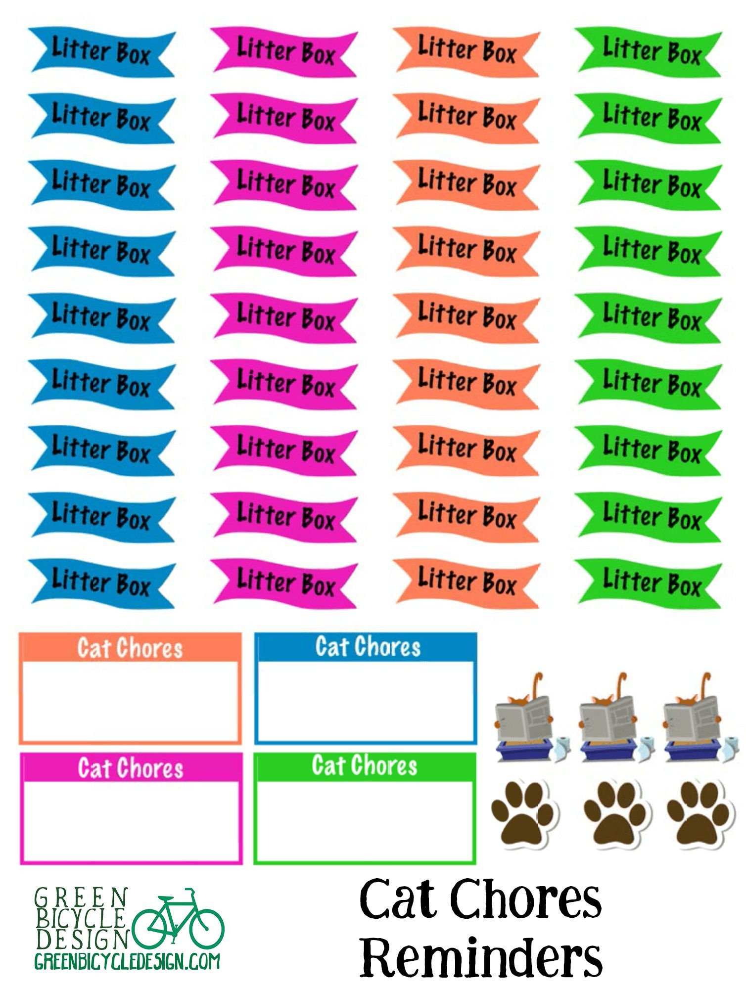 Cat Care Calendar Reminder Planning Stickers | Calendar