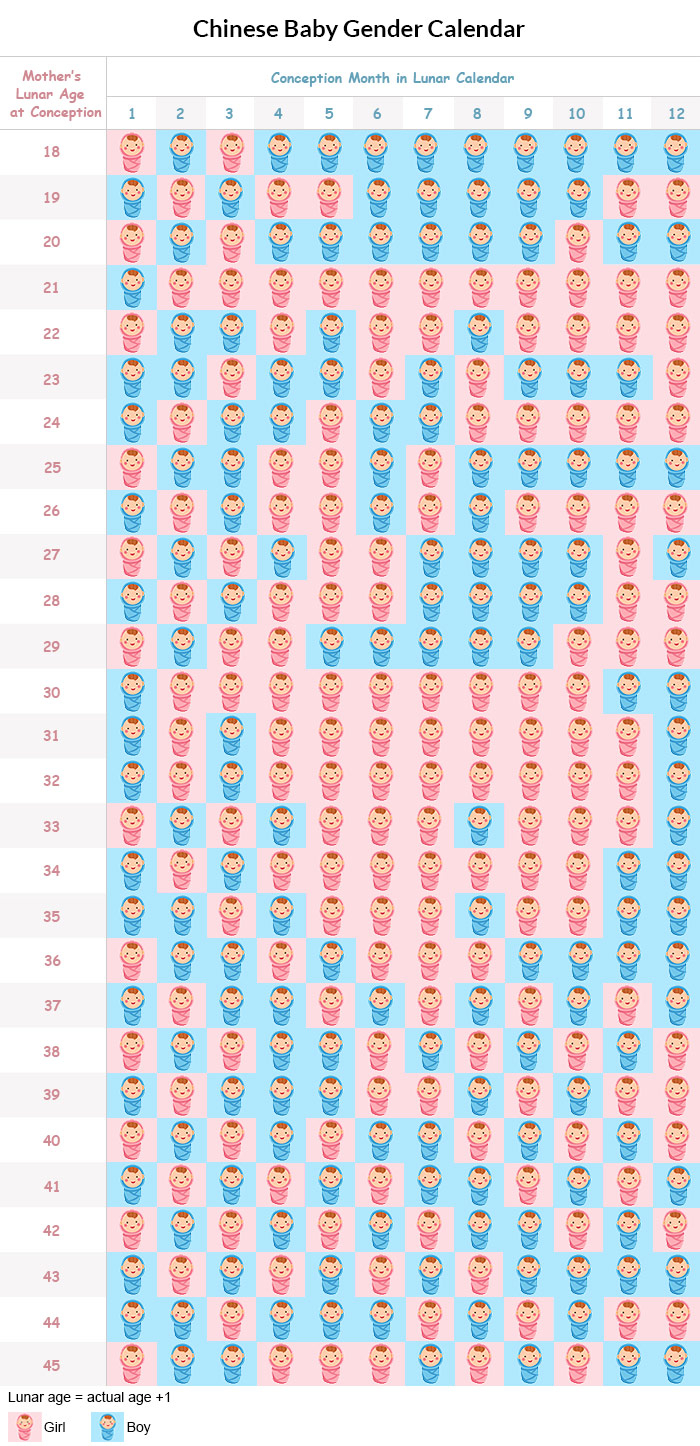 Chinese Gender Predictor, Baby Gender Calendar For Pregnancy