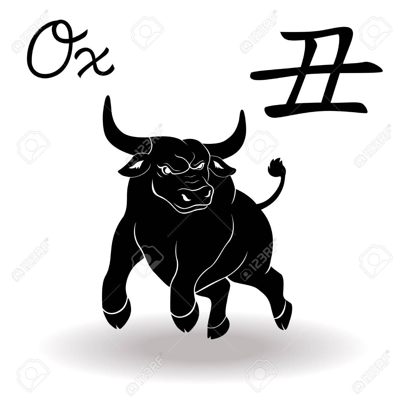 Chinese Zodiac Sign Ox, Fixed Element Earth, Symbol Of New Year..