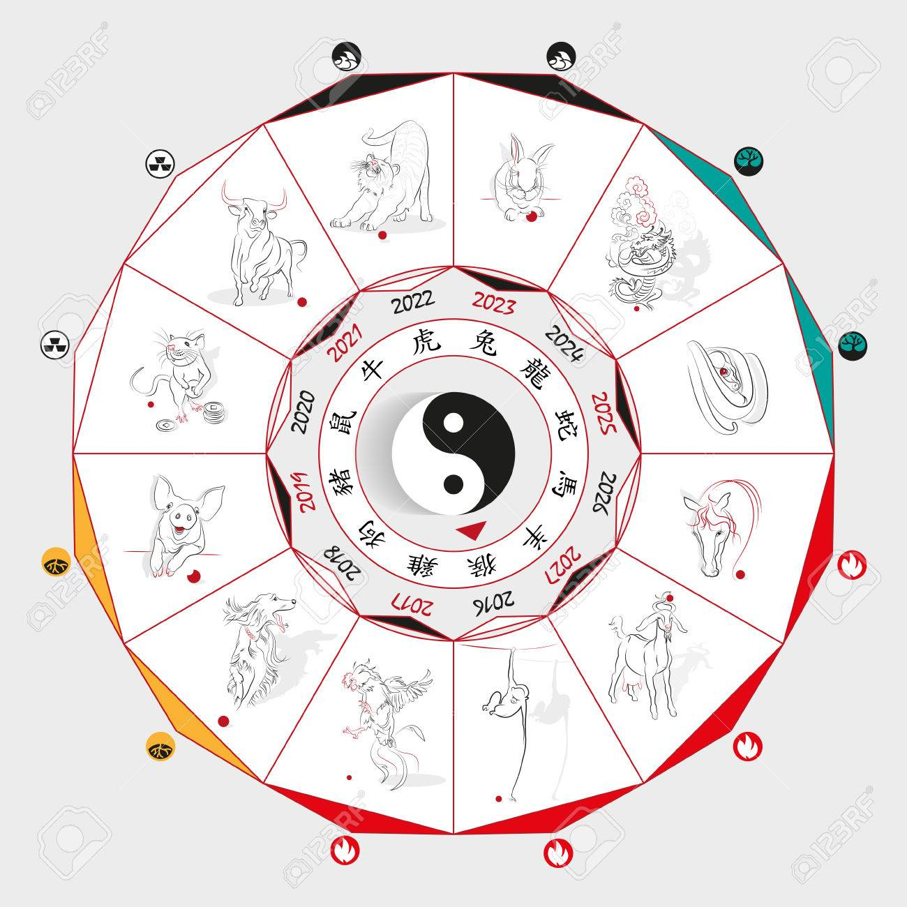 Chinese Zodiac Calendar Elements | Calendar Printables Free Templates