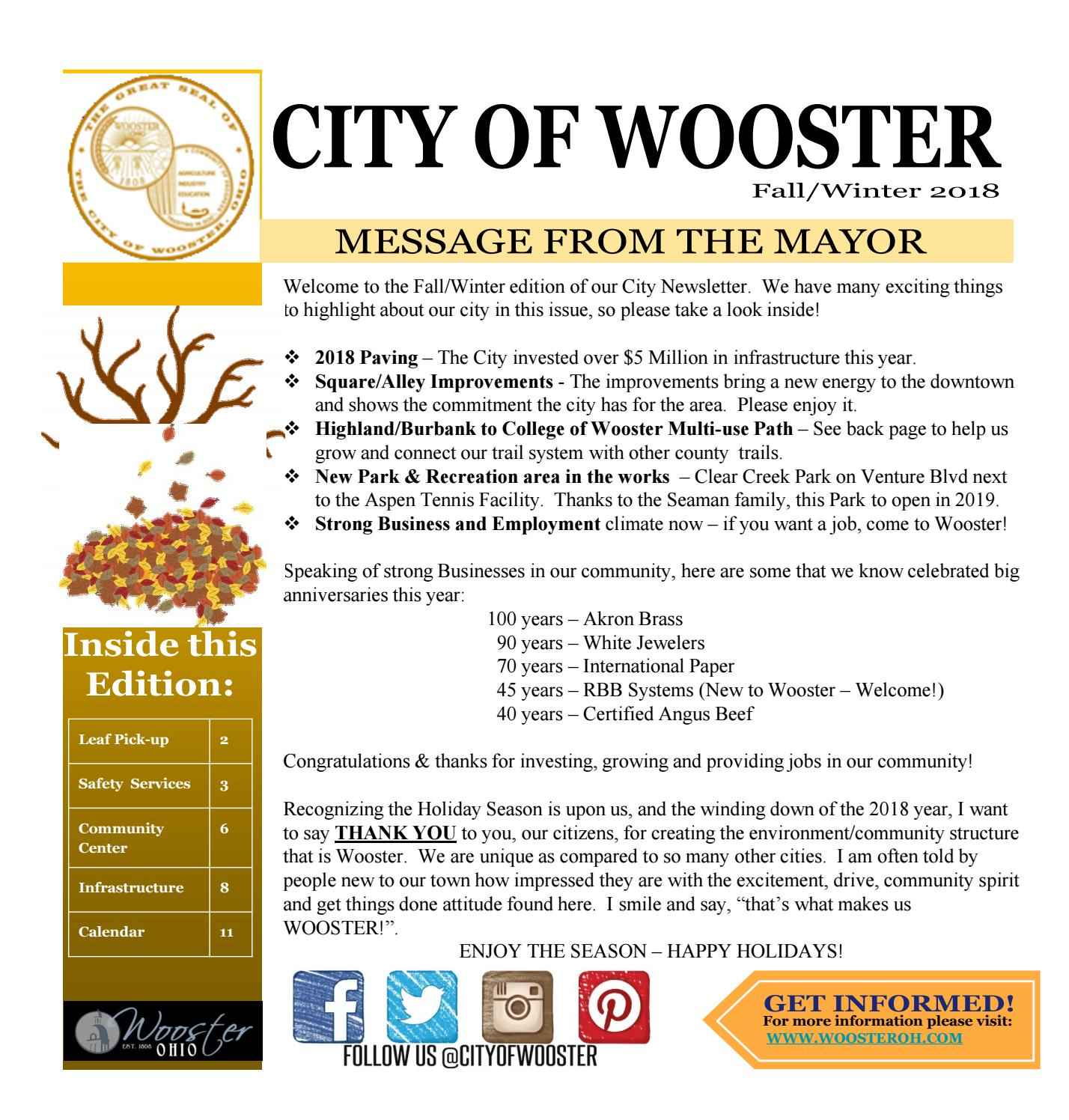 City Of Wooster Fall/winter 2018 Newslettergannett Neo