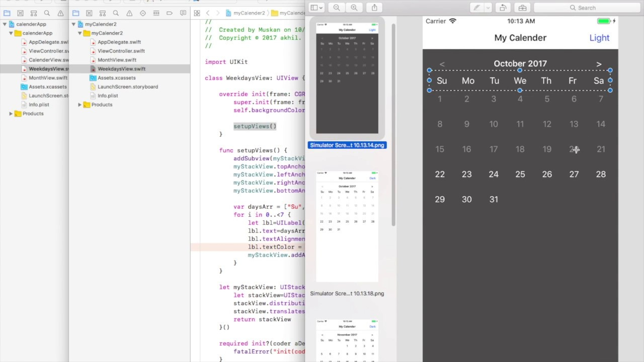 Create A Calendar For Ios In Swift 4 And Xcode 9 – App