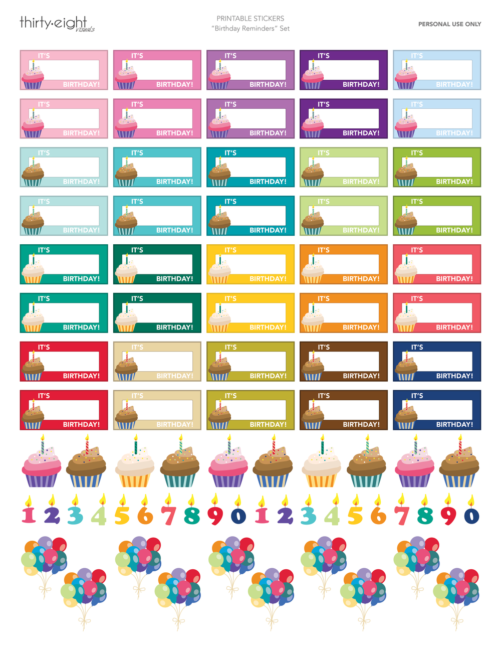 Cute Birthday Reminder Stickers For Your Planner! Click Here