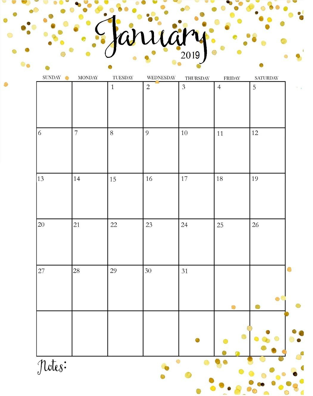 Cute January 2019 Calendar | Календарь На Август
