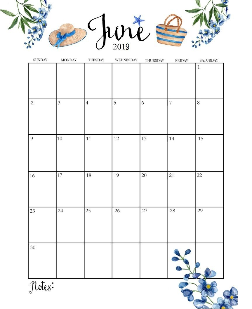 Cute June 2019 Calendar | Calendar June, June Calendar