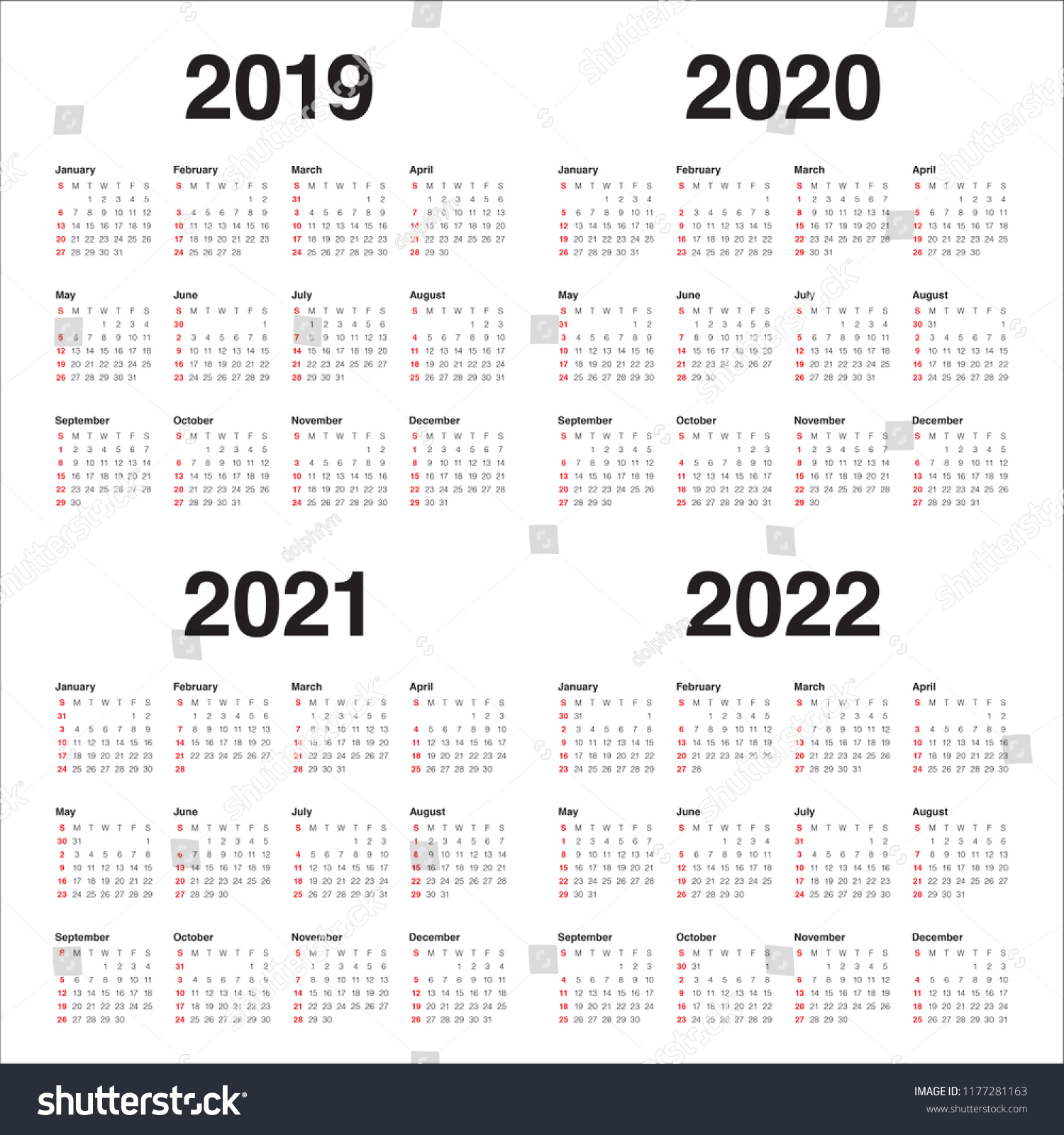 Стоковая Векторная Графика «Year 2019 2020 2021 2022