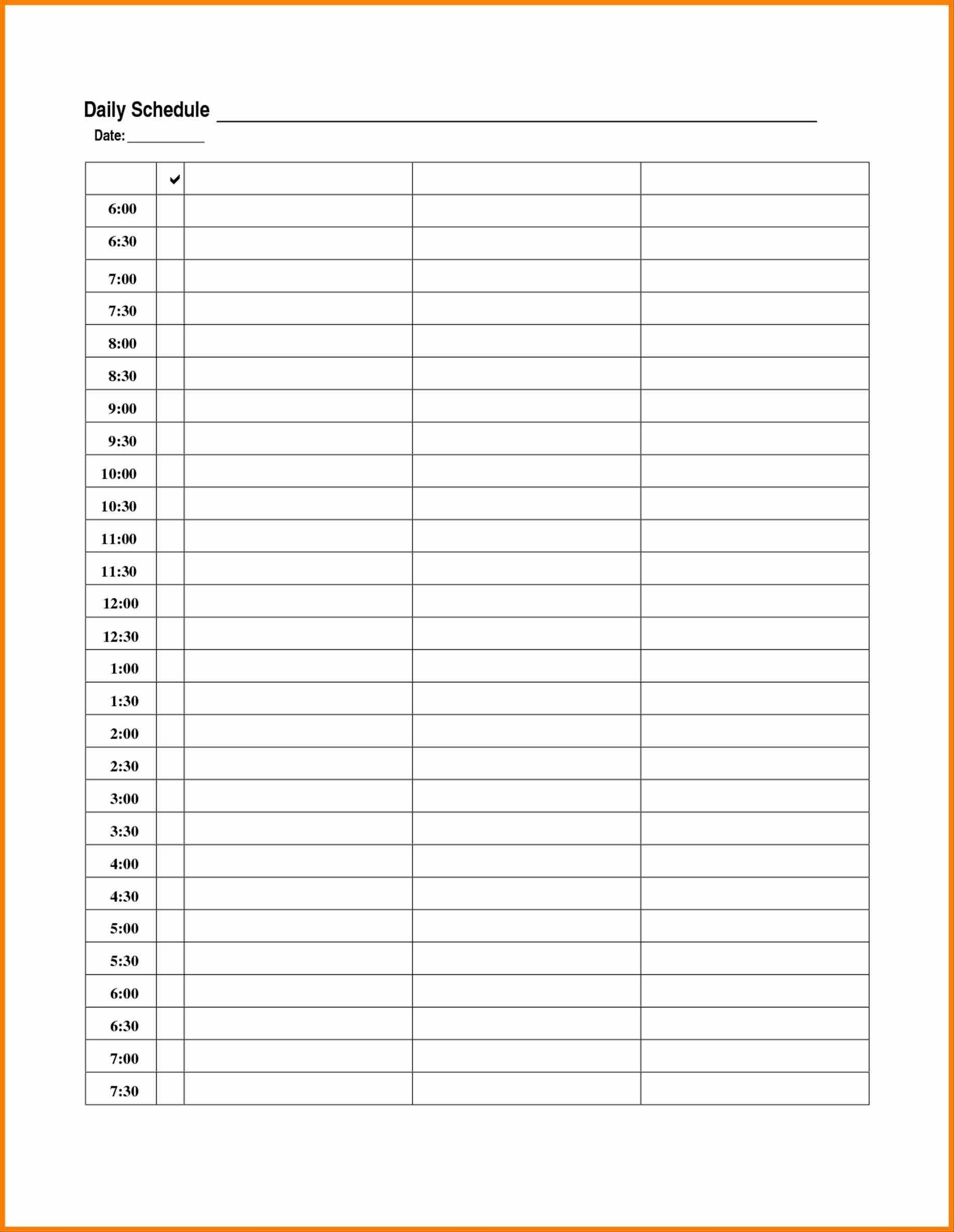 daily schedule planner printable blank