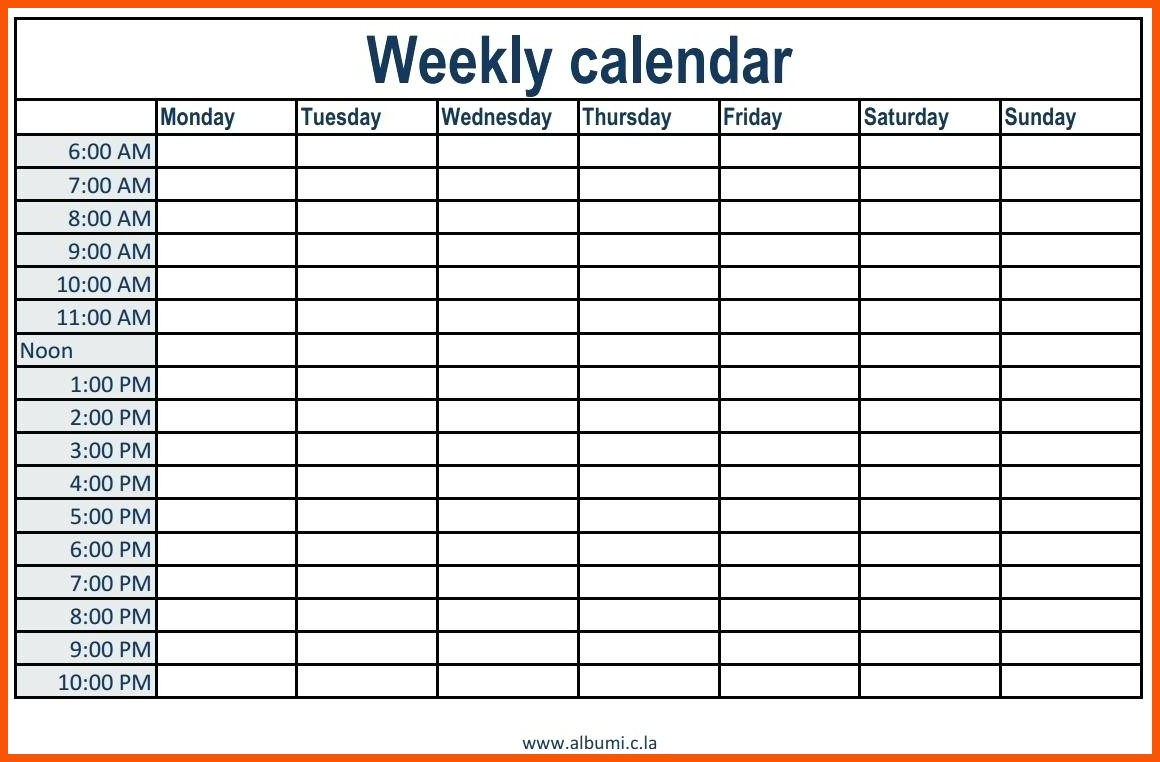 Daily Calendar With Times - Wpa.wpart.co