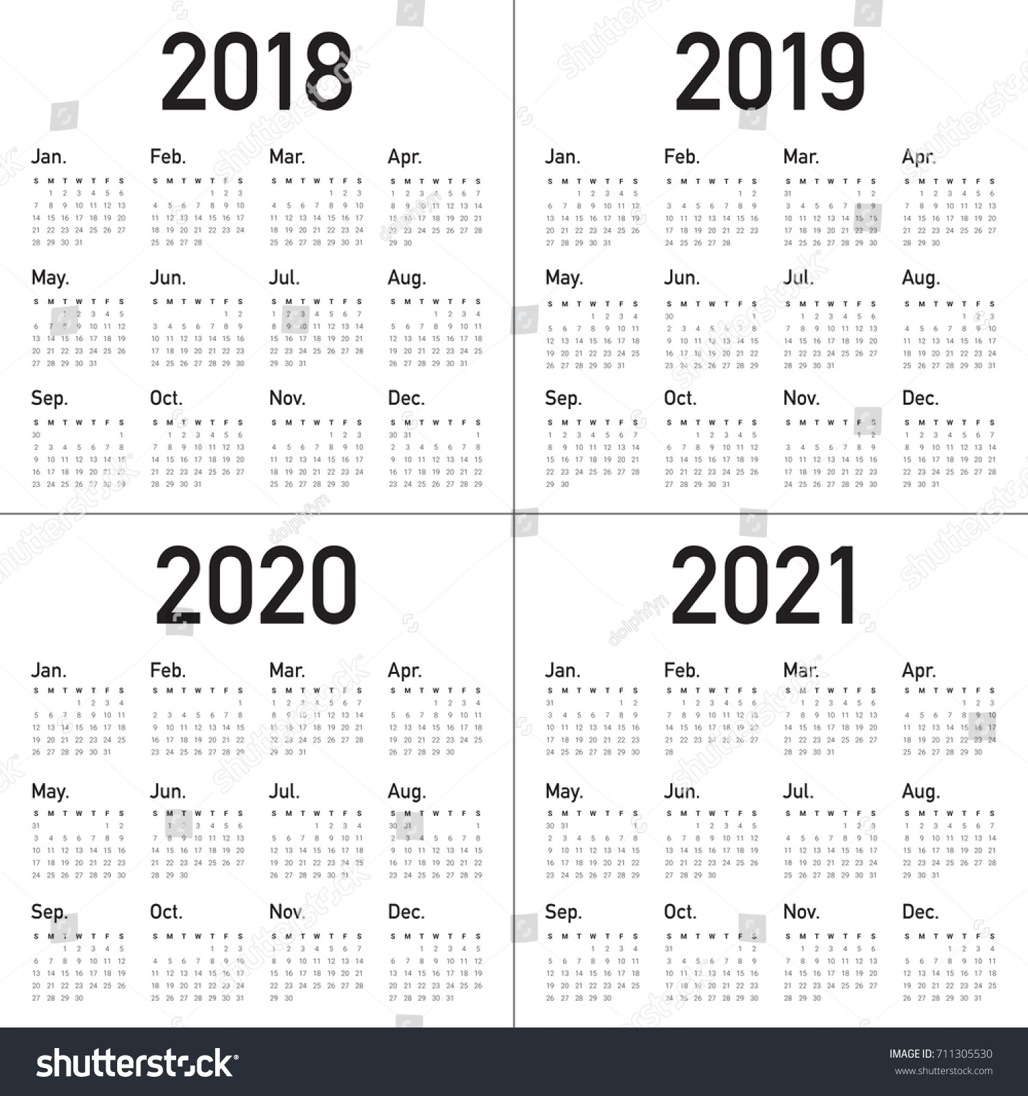 Dandy 3 Year Printable Calendar 2019 To 2021 : Mini Calendar