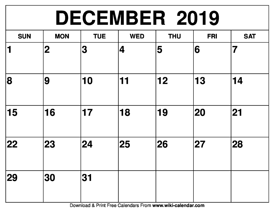 Dandy Print Calendar Of December 2019 : Mini Calendar Template