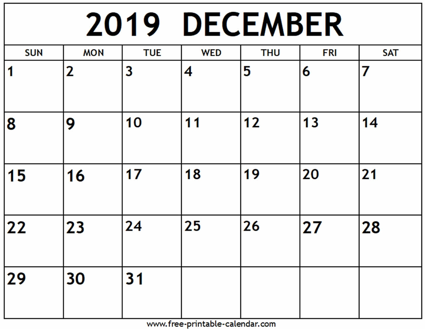 Dandy Print Calendar Of December 2019 : Mini Calendar Template