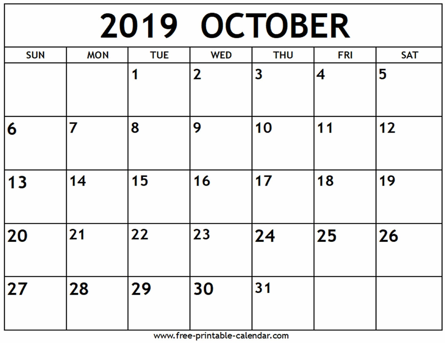 Dandy Printable Calendar For October 2019 : Mini Calendar