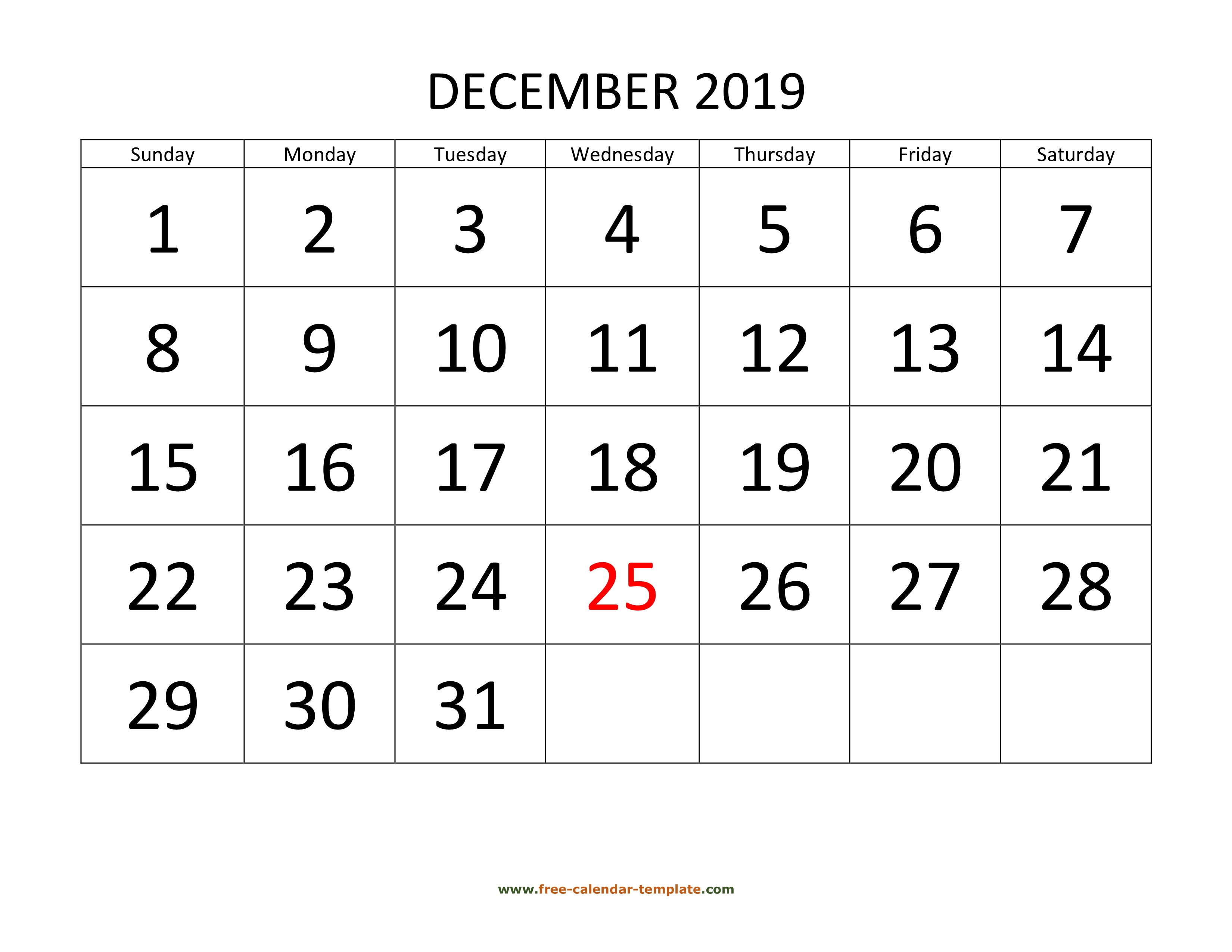 December 2019 Free Calendar Tempplate | Free-Calendar