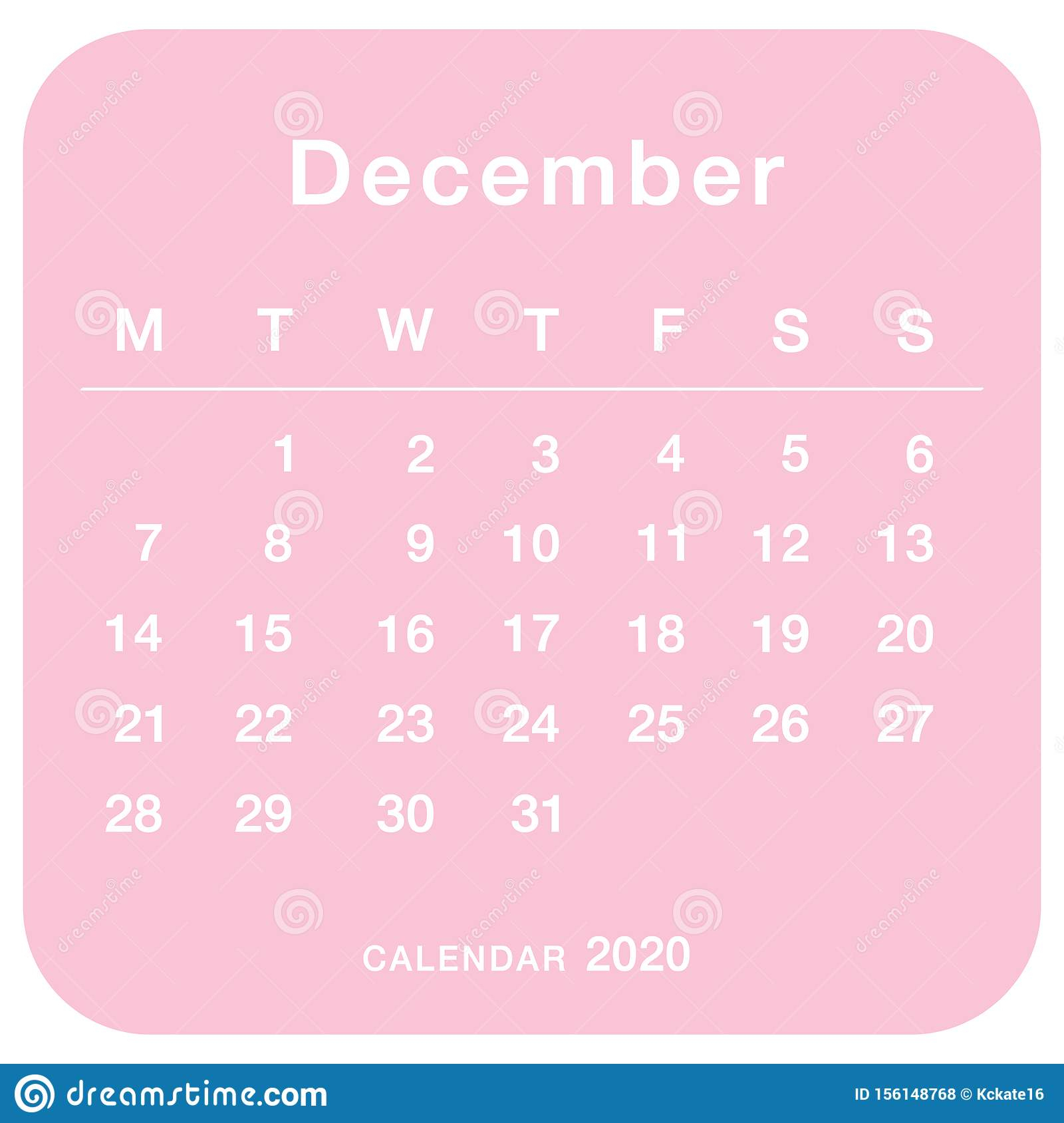 December 2020 Planning Calendar . Simple December 2020