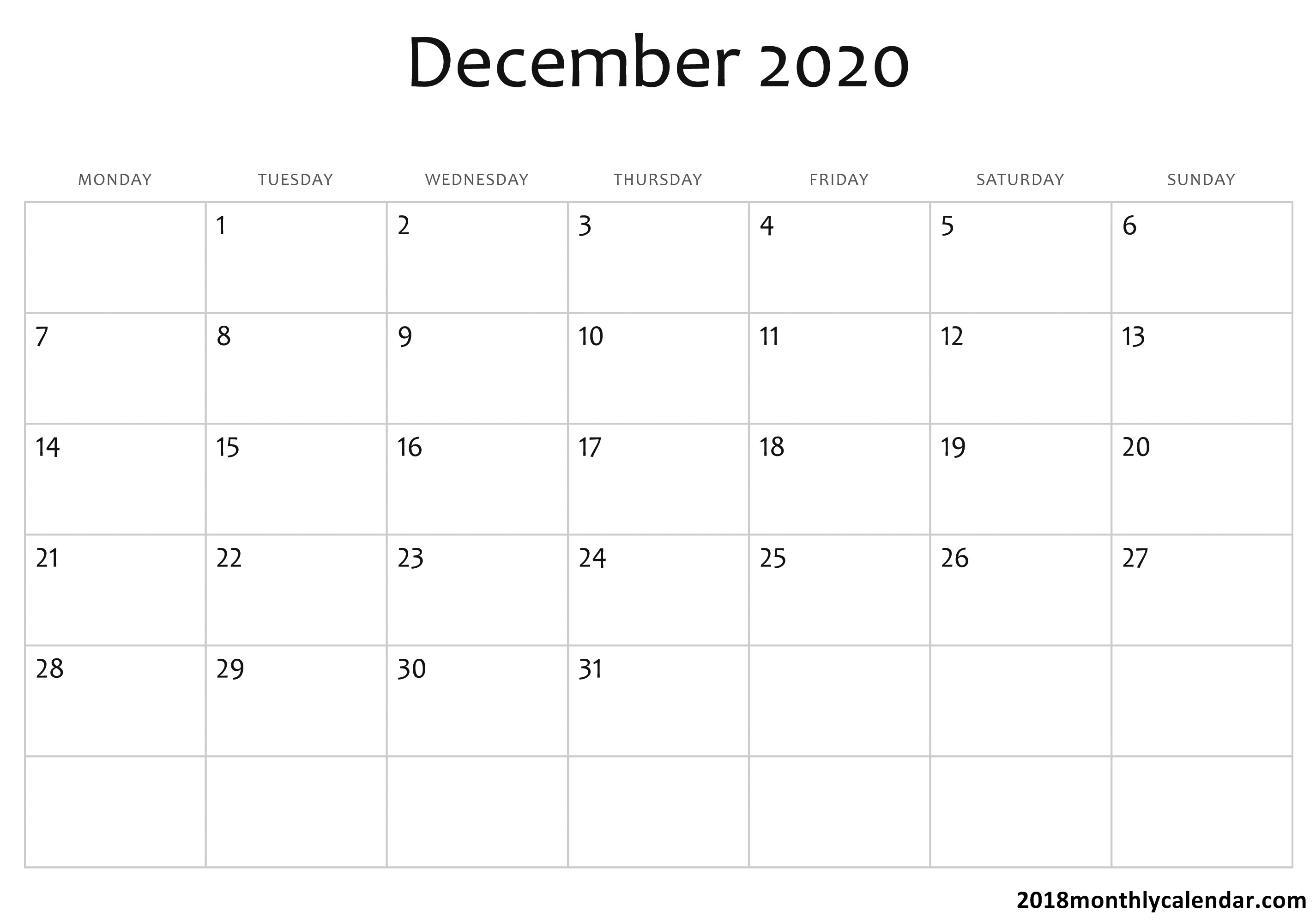 December Editable Calendar 2020 - Wpa.wpart.co