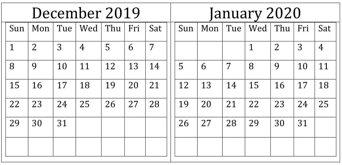 Printable Calendar November 2020 To January 2020 | Calendar Printables