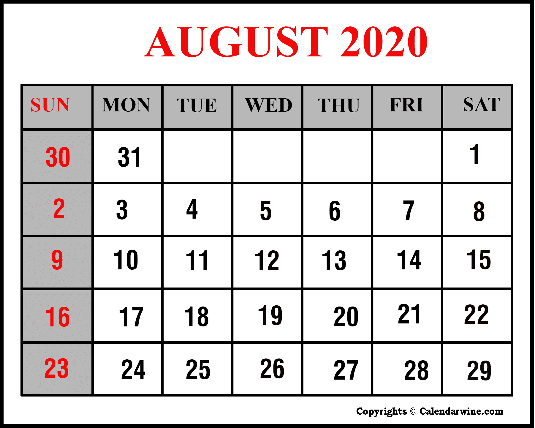 August 7 2020 Calendar | Calendar Printables Free Templates