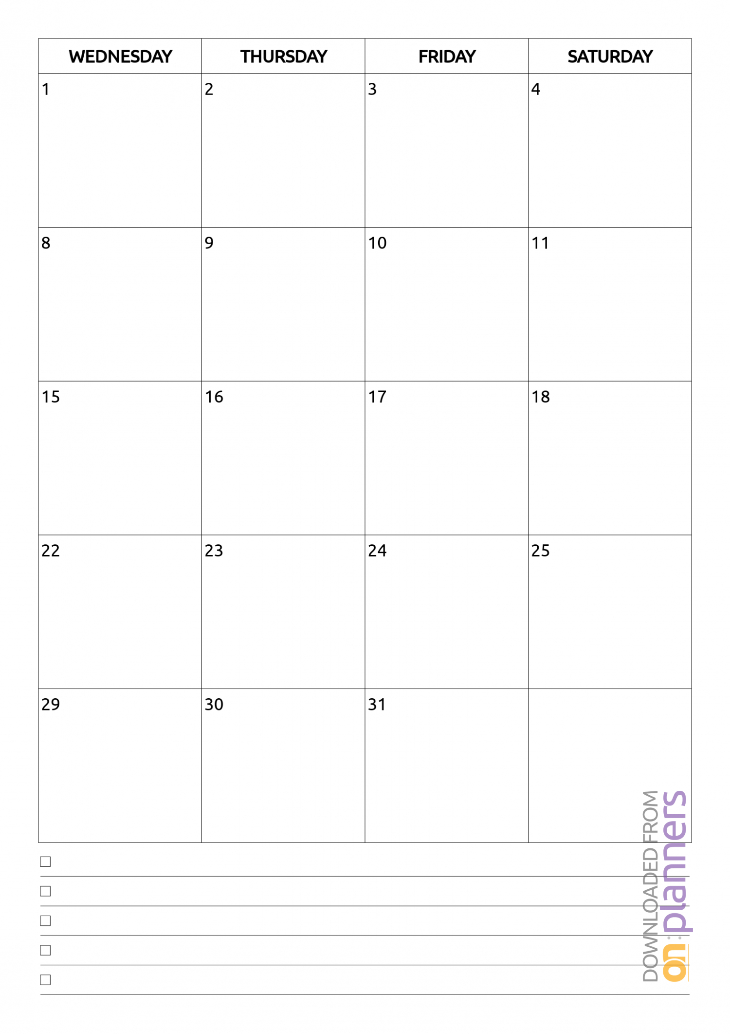 Printable Calendar With Notes