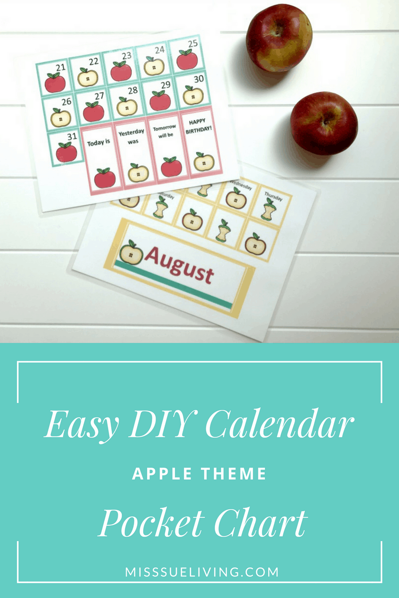 Easy Diy Calendar Pocket Chart - Apple Theme ~ Miss Sue Living