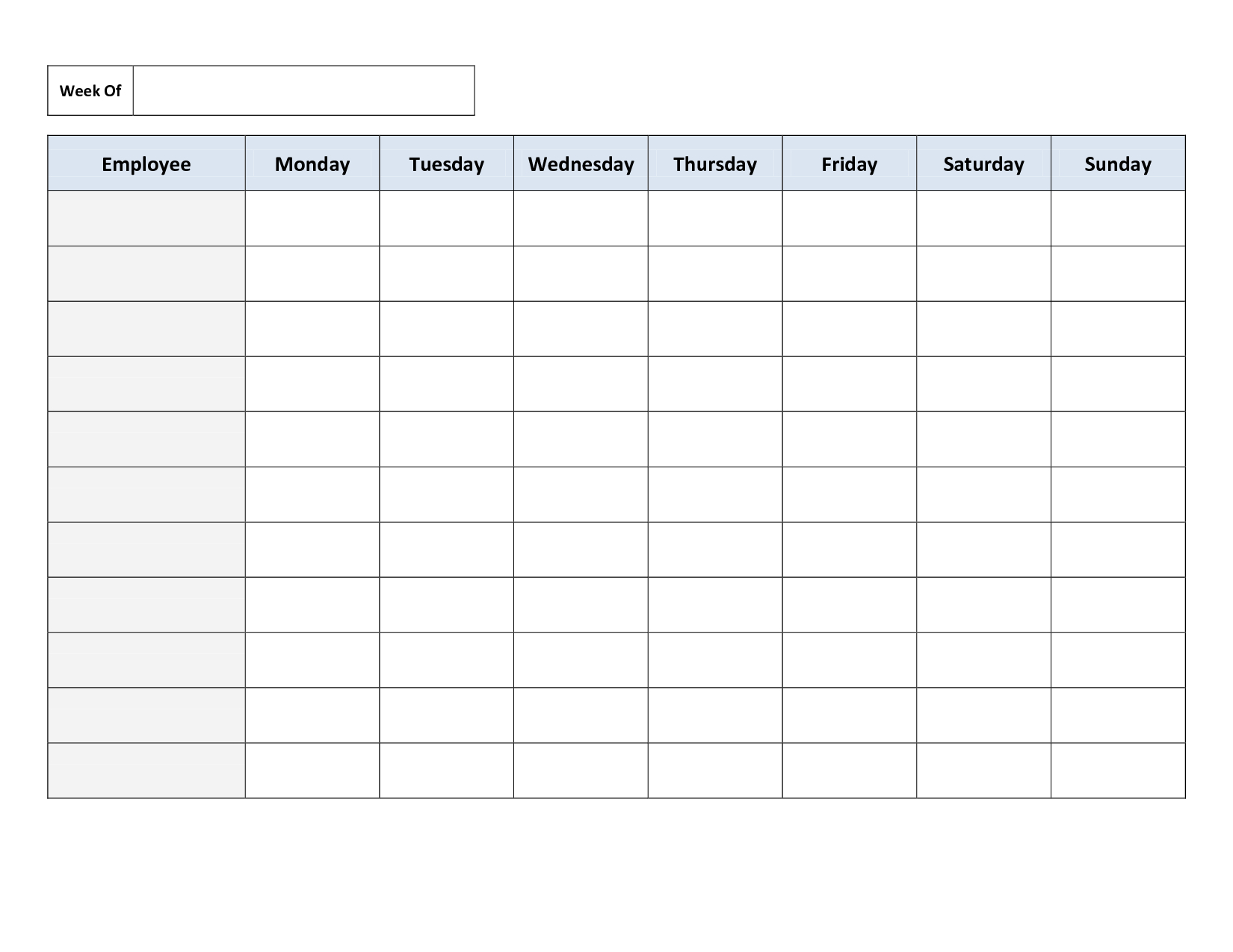 Employee Work Schedule Template - Free Templates | Daily