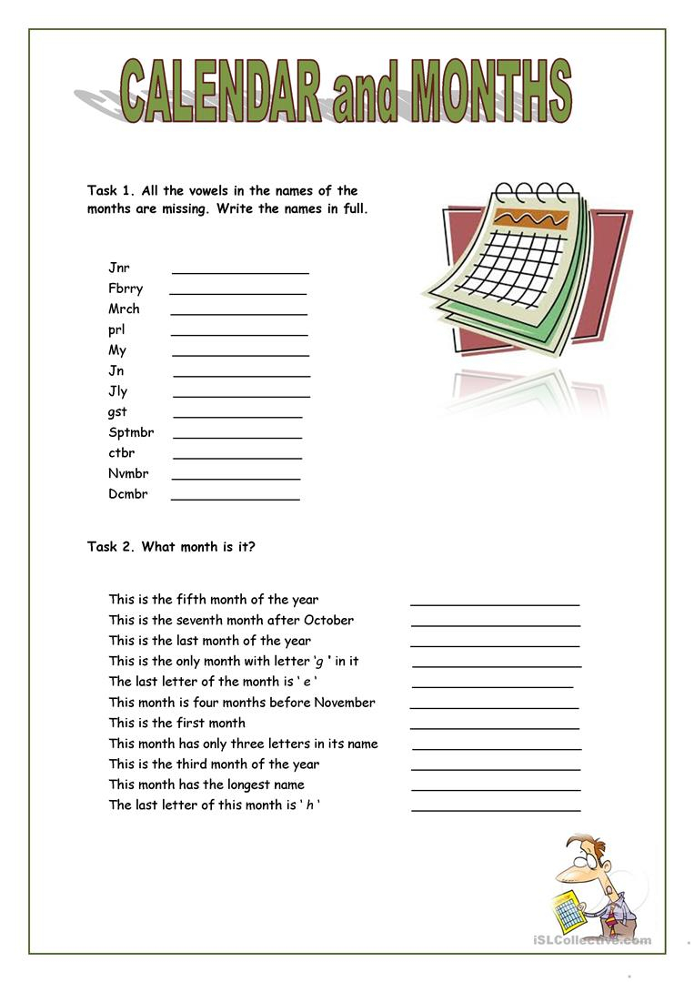 English Esl Calendar Worksheets - Most Downloaded (93 Results)