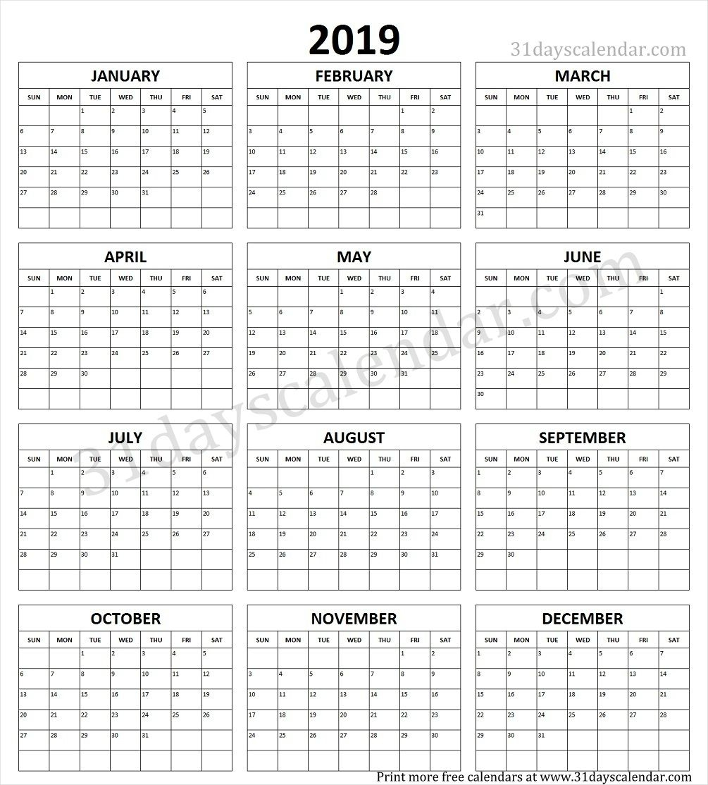 Yearly Calendar One Page Printable Calendar 2023