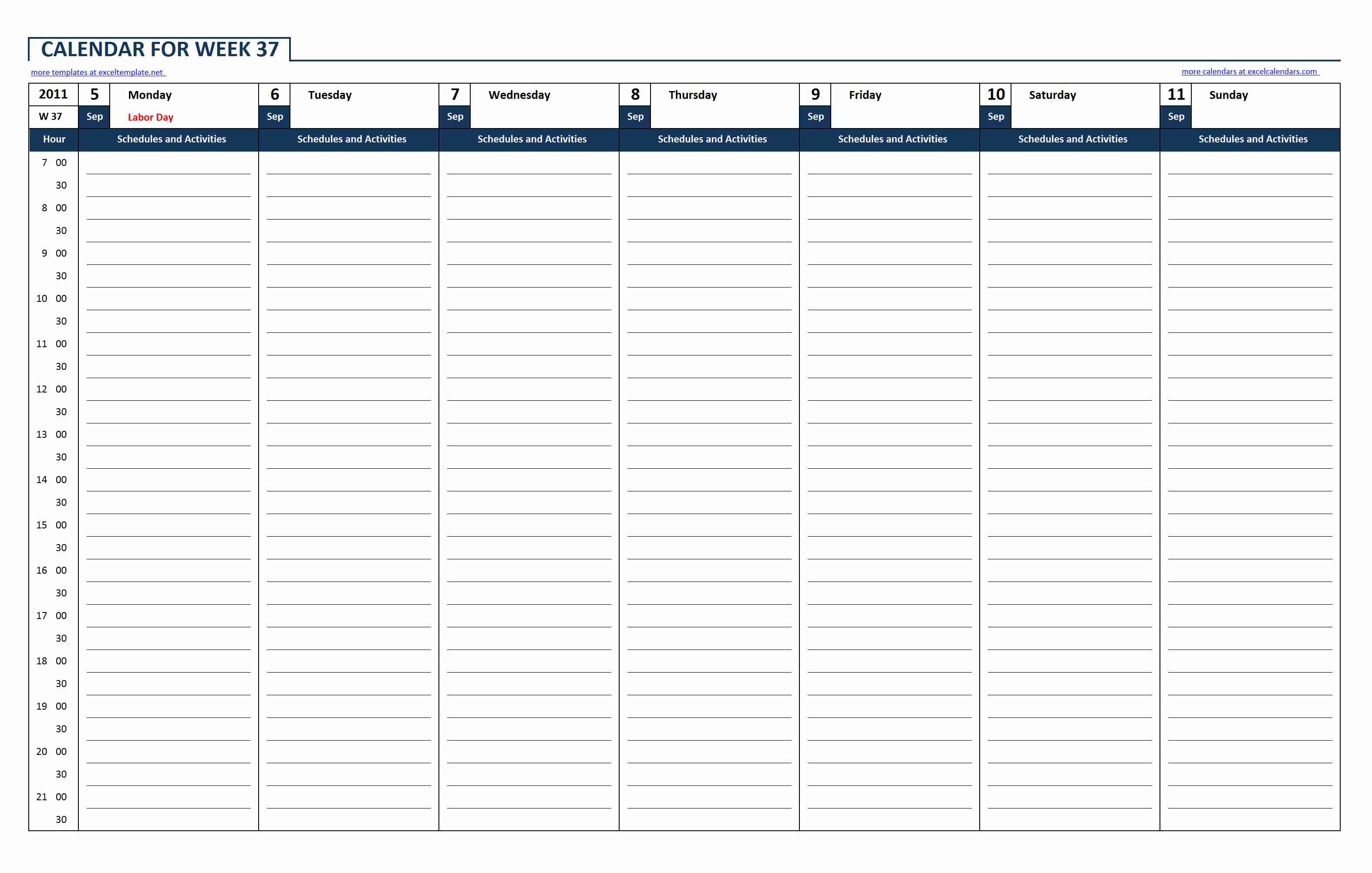 Excel Weekly Calendar Template Fresh Excel Calendar Template