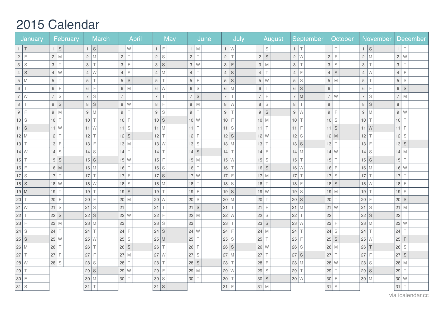 Excel Yearly Calendar Template Mac | Desktop Yearly Calendar