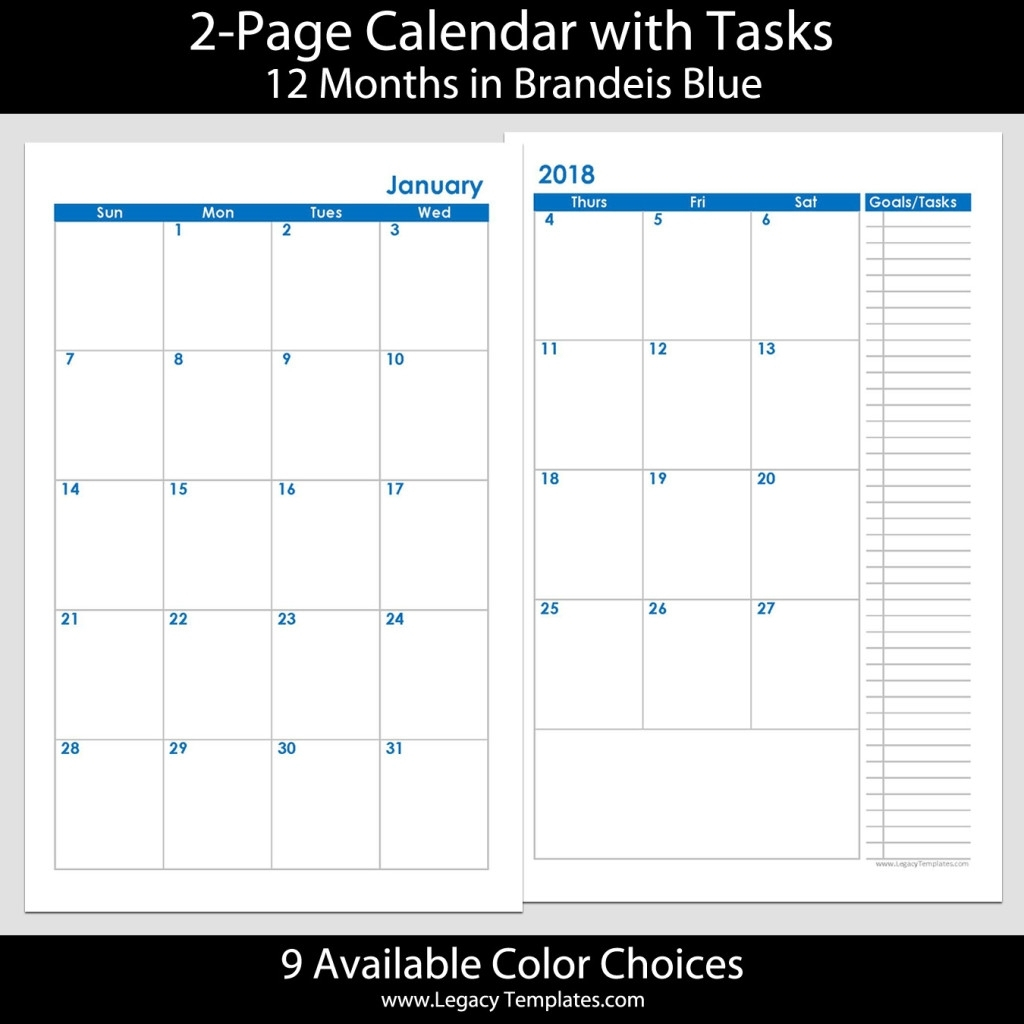 Printable Calendar Large Boxes Landscape Calendar Print Calendar No Download Calendar